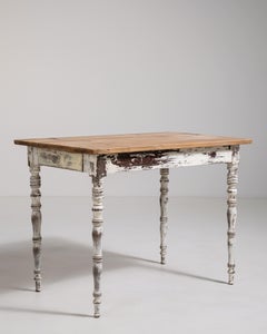 French Antique Side Table, Wood with Drawer, Simple Design, Circa 1900
