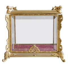 French Tabletop Display in Gilt Bronze and Beveled Glass