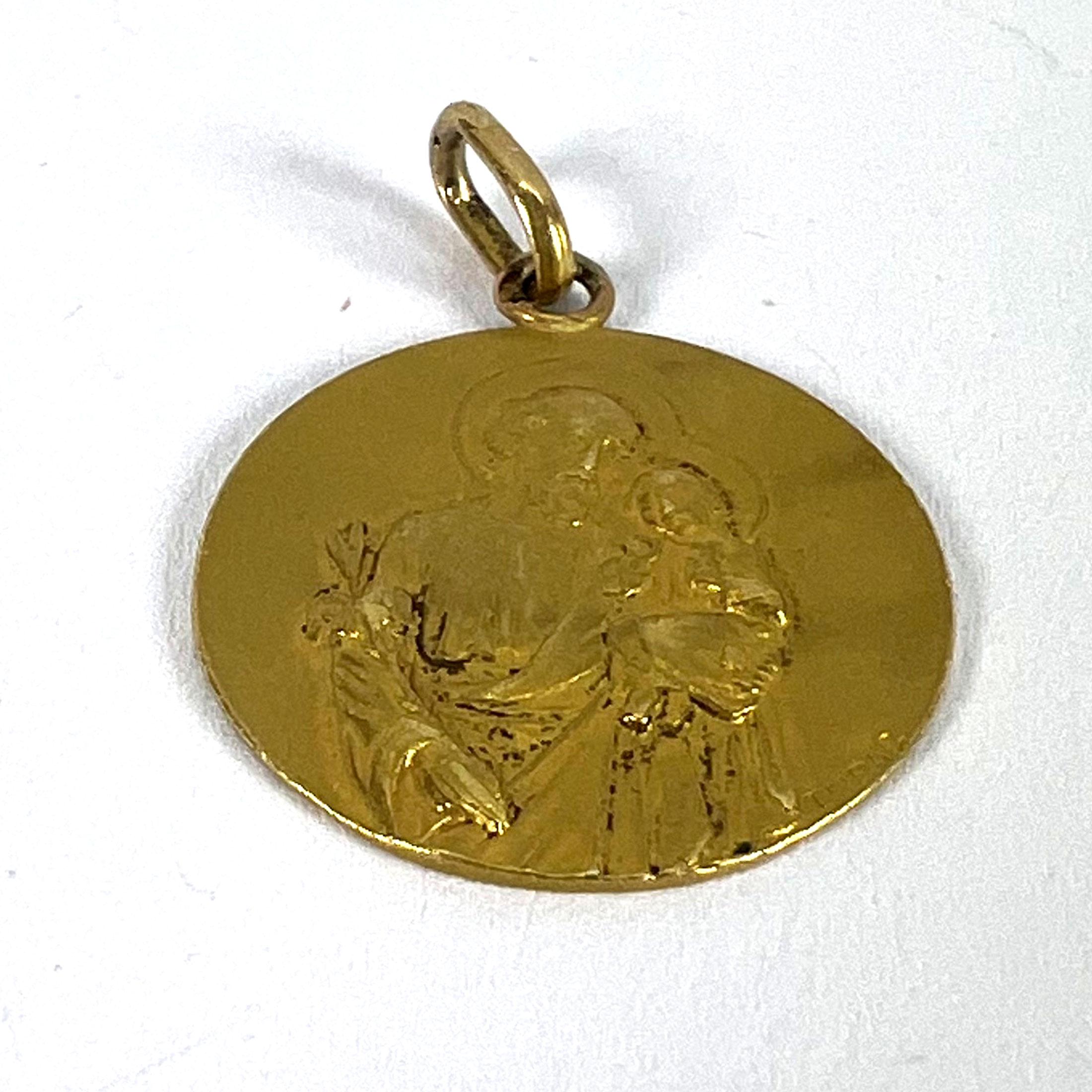 Französisch Tairac Saint Joseph und Jesus 18K Yellow Gold Medal Anhänger im Angebot 9