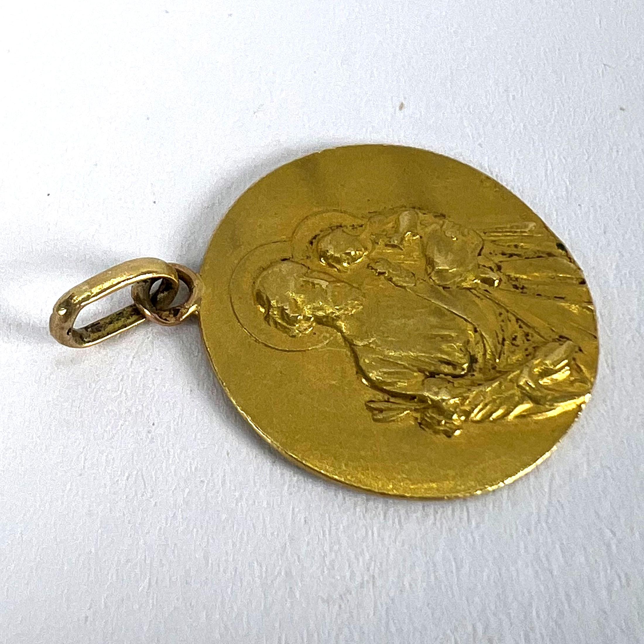 Französisch Tairac Saint Joseph und Jesus 18K Yellow Gold Medal Anhänger im Angebot 10