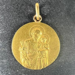 French Tairac Saint Joseph and Jesus 18K Yellow Gold Medal Pendant