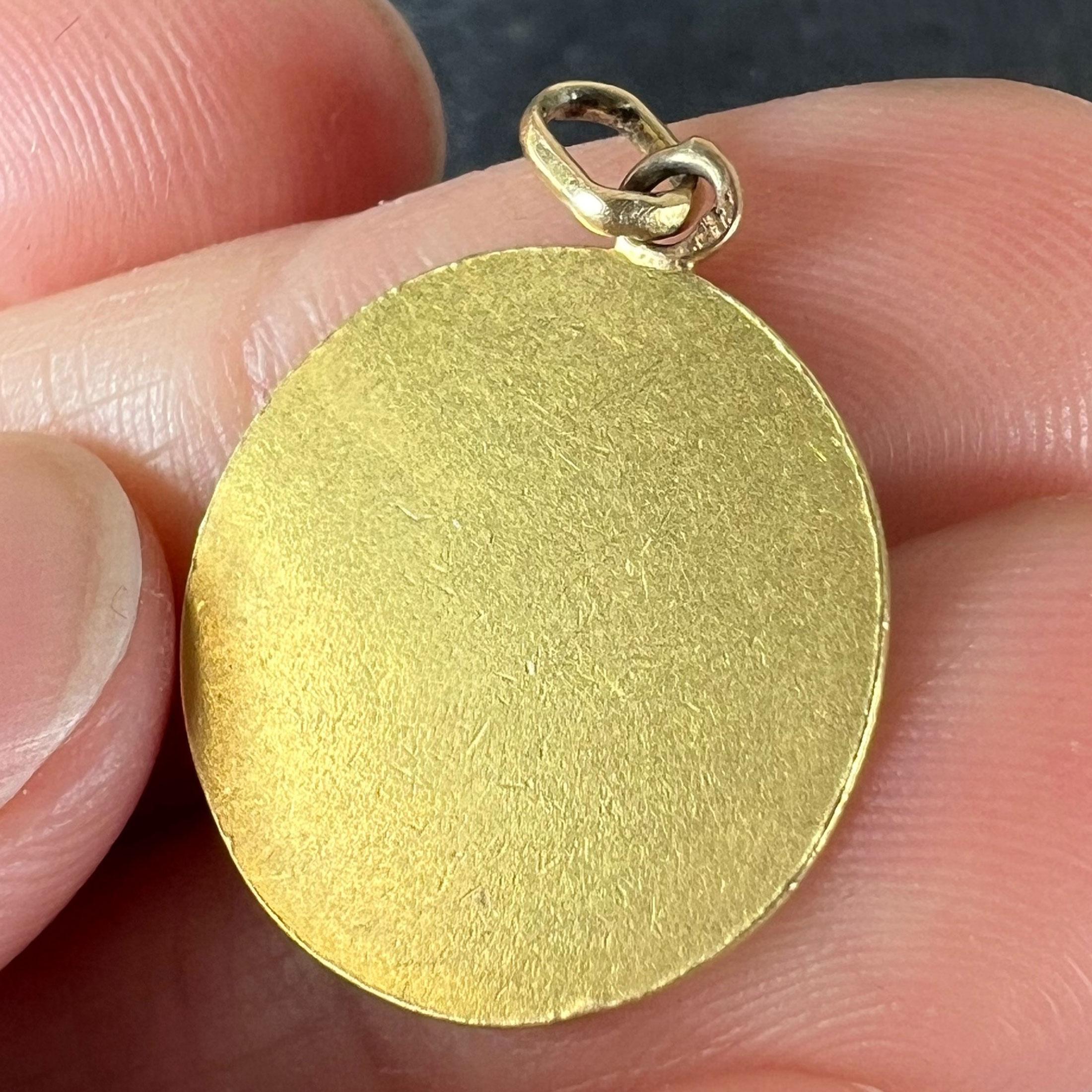 Französisch Tairac Saint Joseph und Jesus 18K Yellow Gold Medal Anhänger im Angebot 4