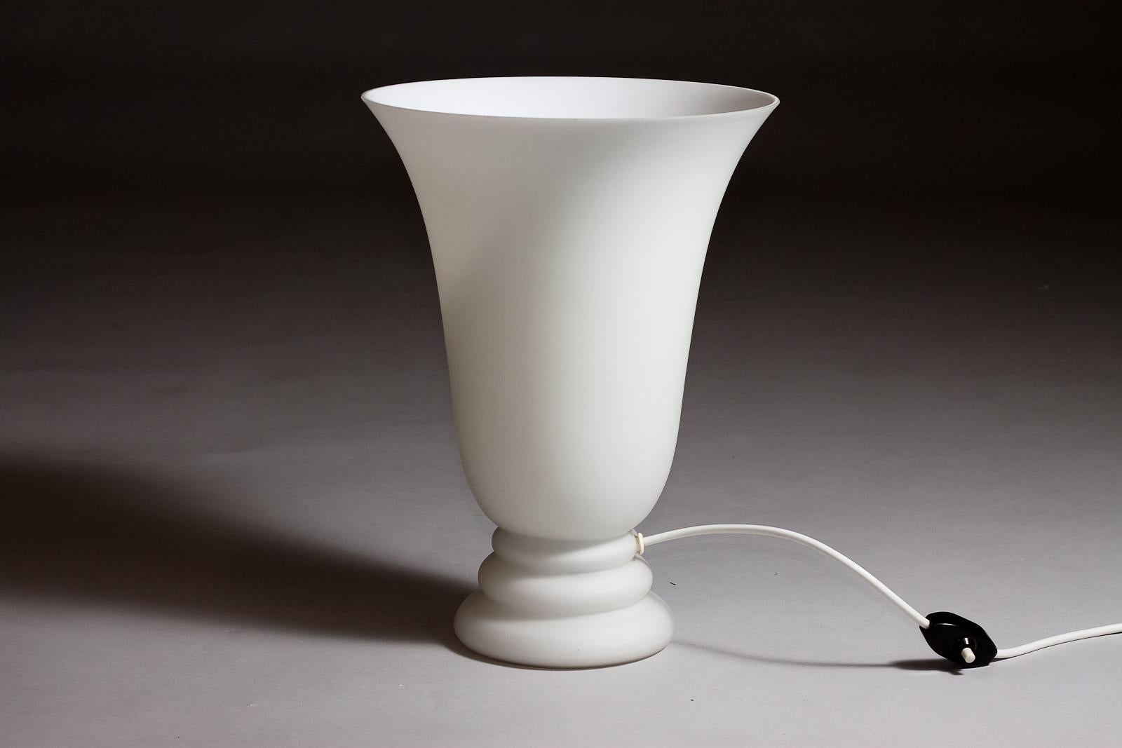 Blown Glass French tall art deco opaline glass table lamp