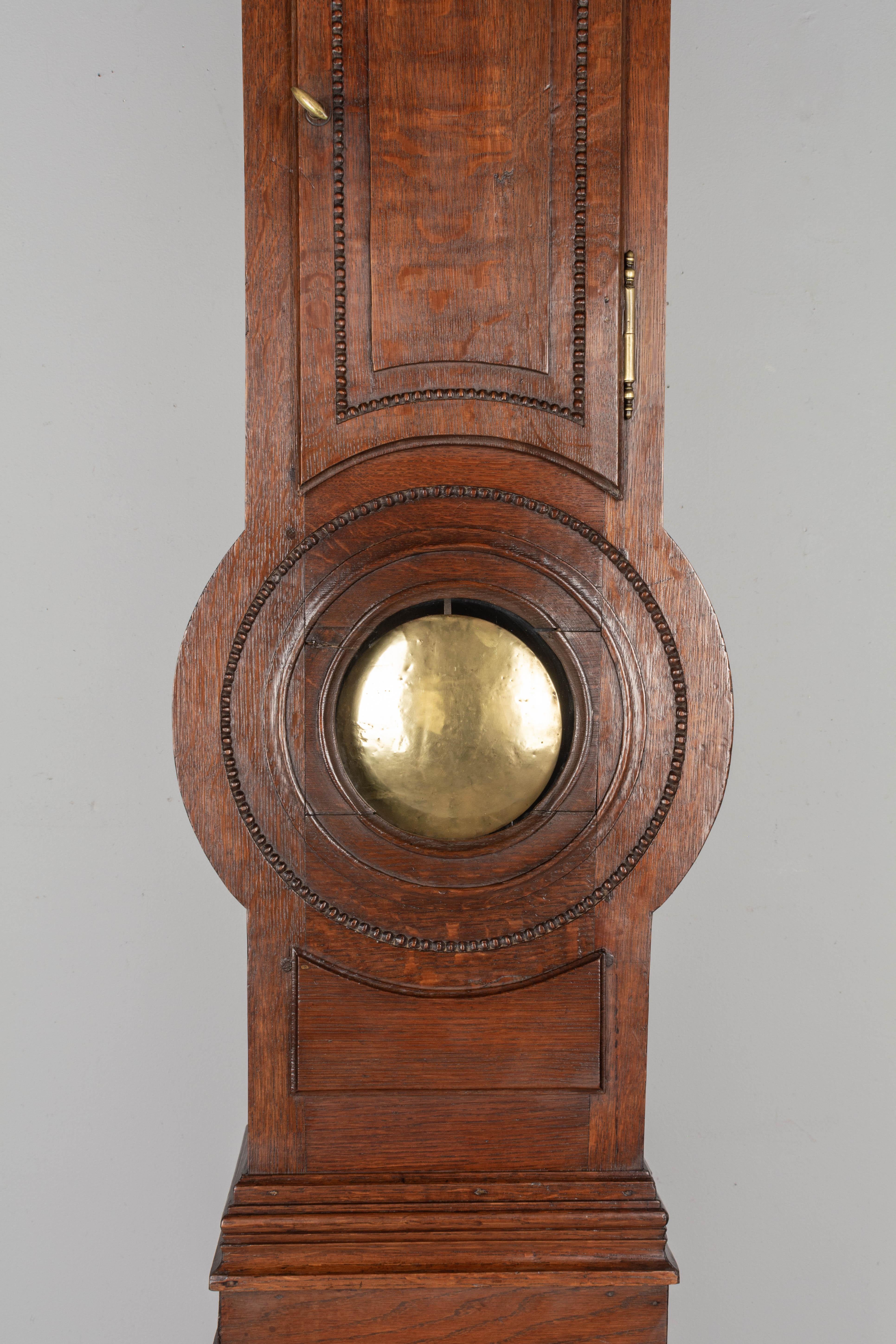 French Provincial French Tall Case Clock or Horloge de Parquet For Sale
