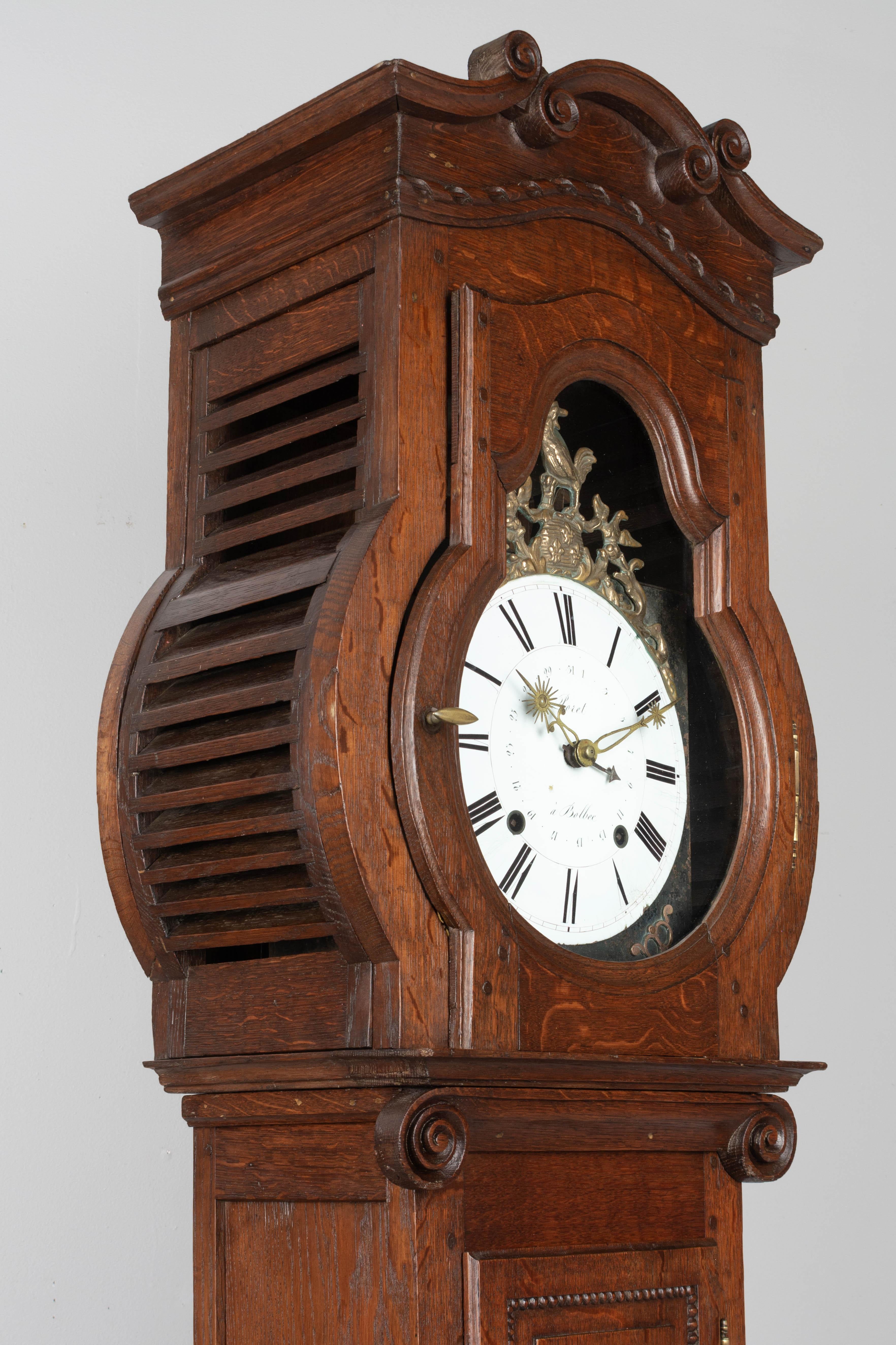 French Provincial French Tall Case Clock or Horloge de Parquet