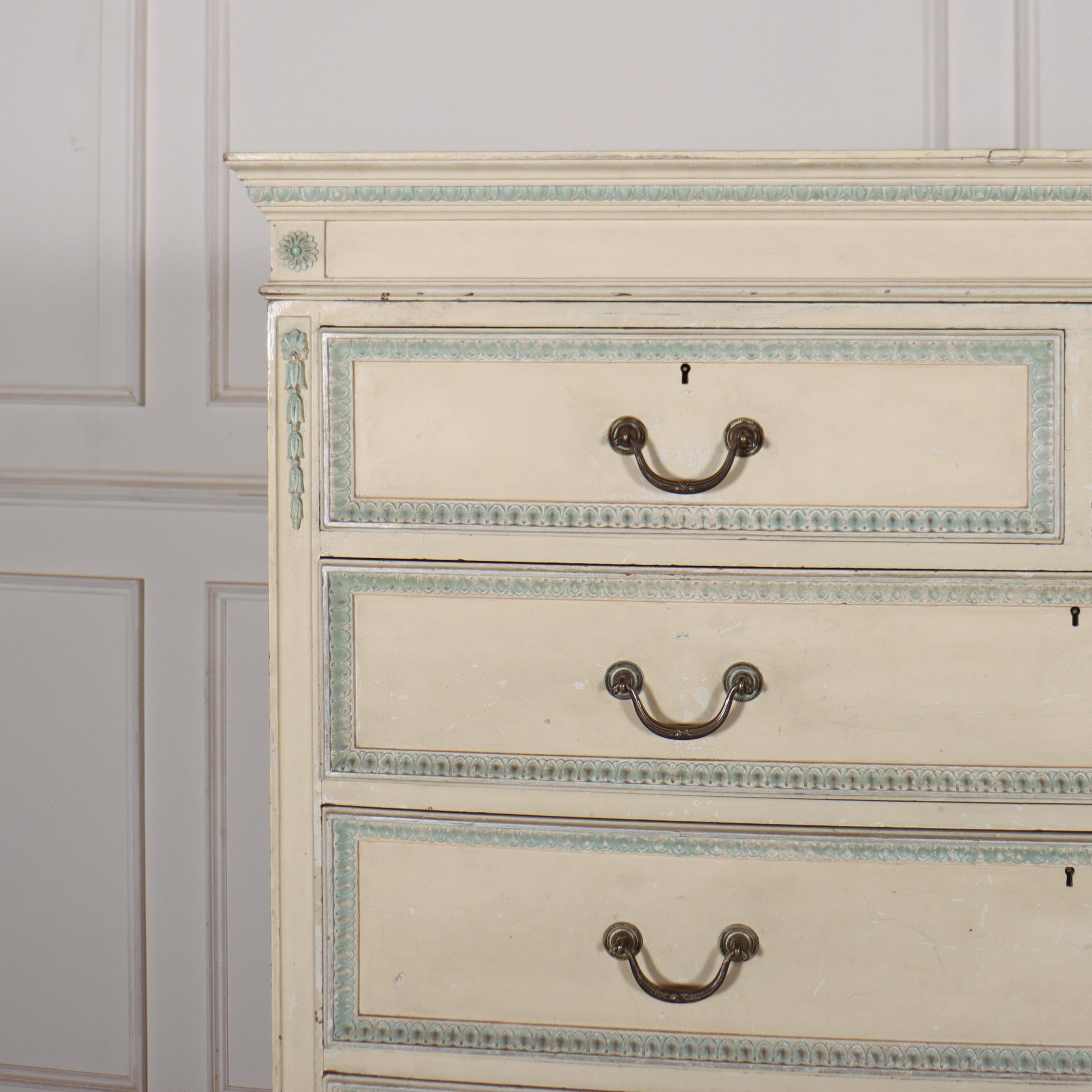 Painted French Tall Chest of Drawers For Sale