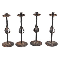 Vintage French Tall Iron Candle Holders  