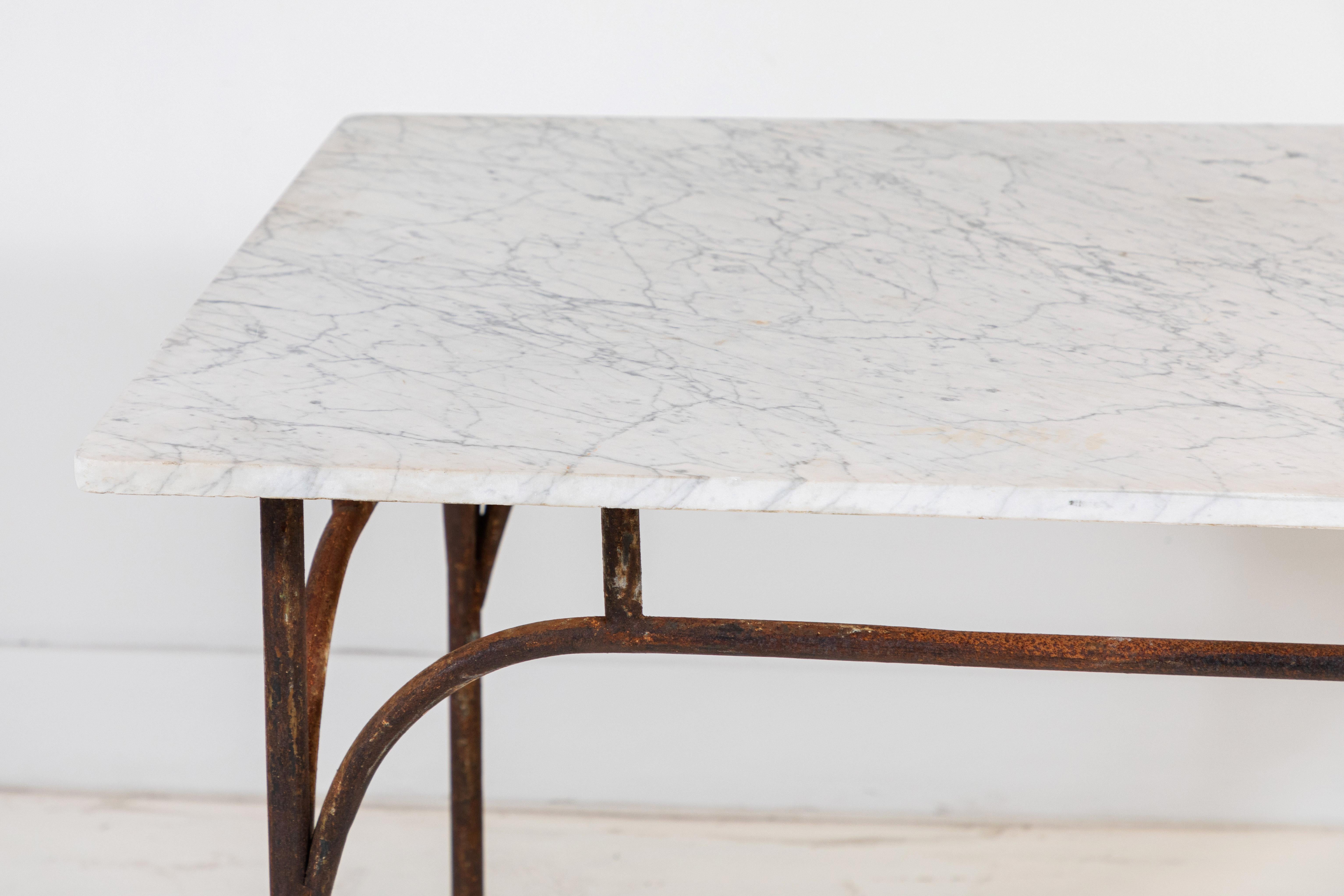 French Tall Marble and Iron Table 1