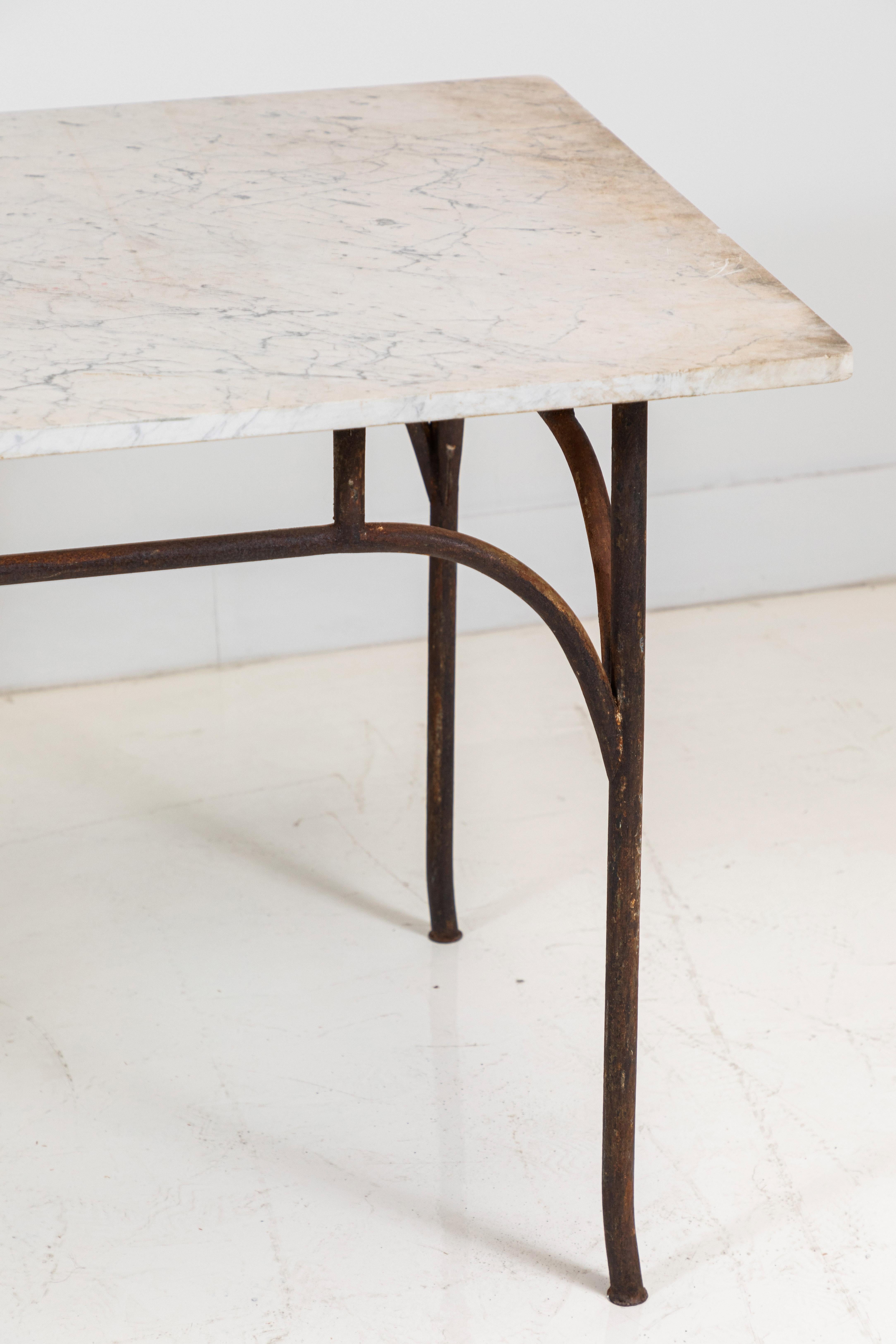 French Tall Marble and Iron Table 2