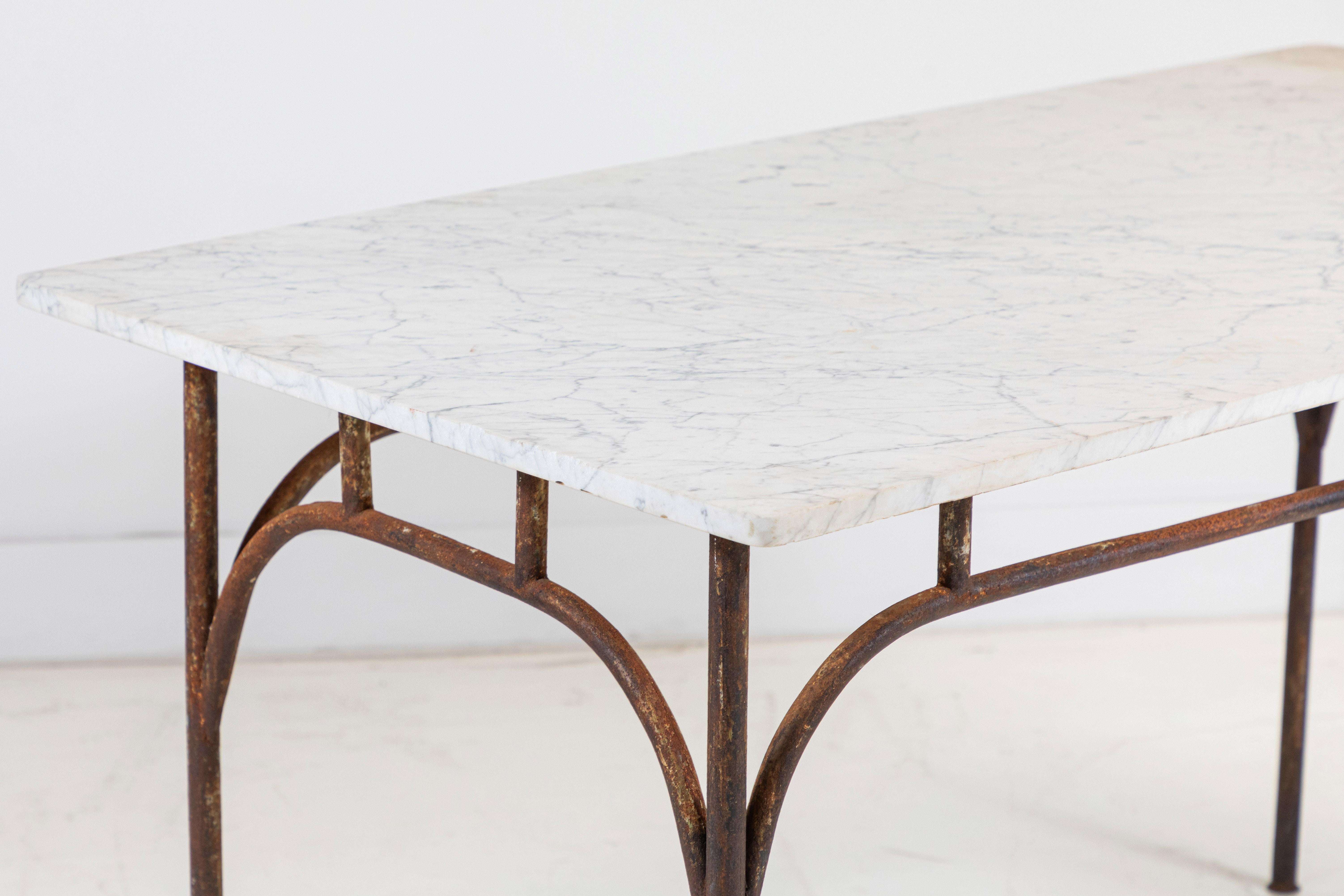 French Tall Marble and Iron Table 3