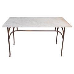 French Tall Marble and Iron Table