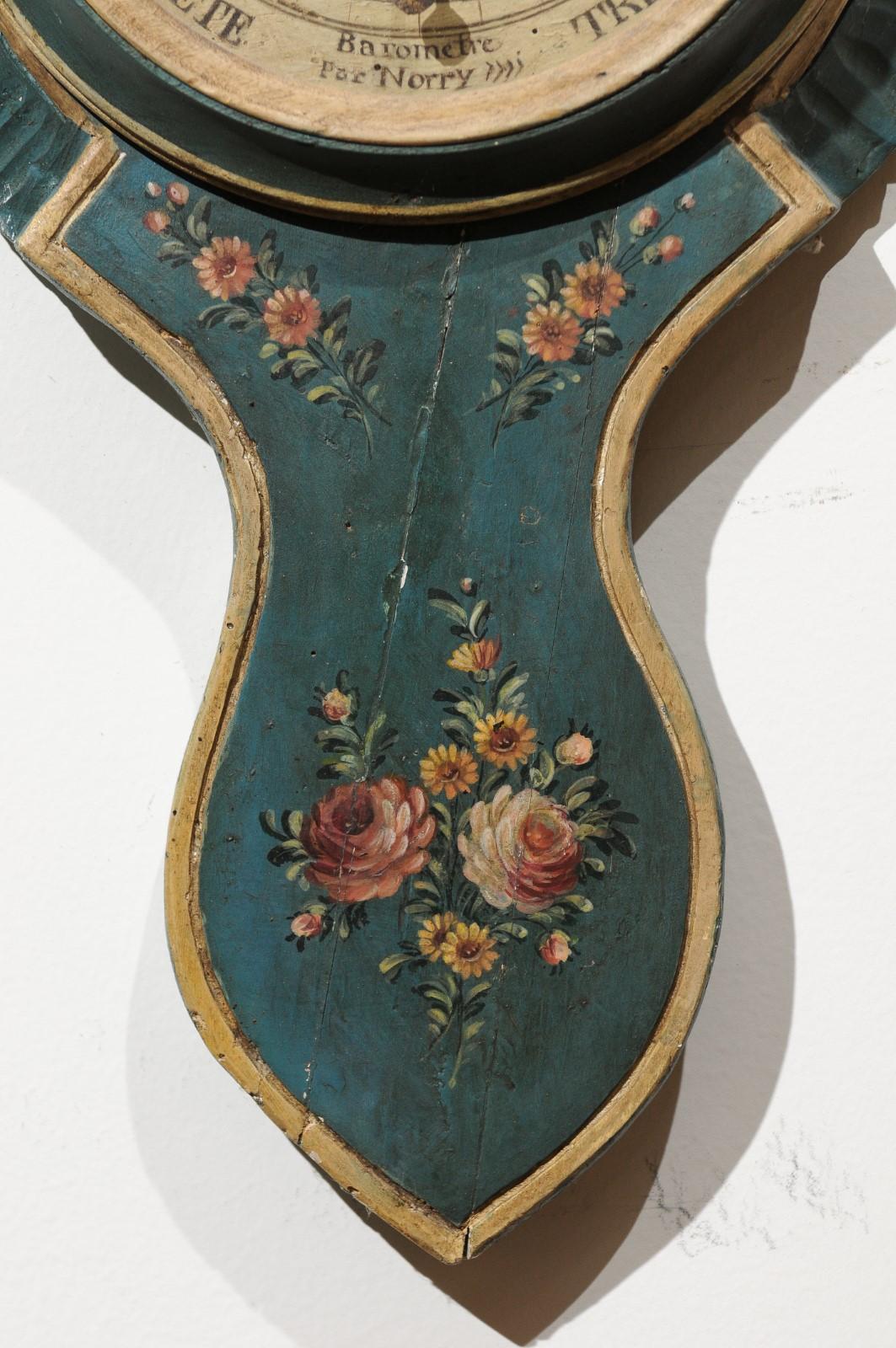 French Tall Provençal Barometer with Hand Painted Floral Decor, circa 1780 5