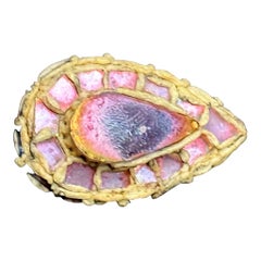 French Talosel Brooch with Glass Inlay by Line Vautrin Branded