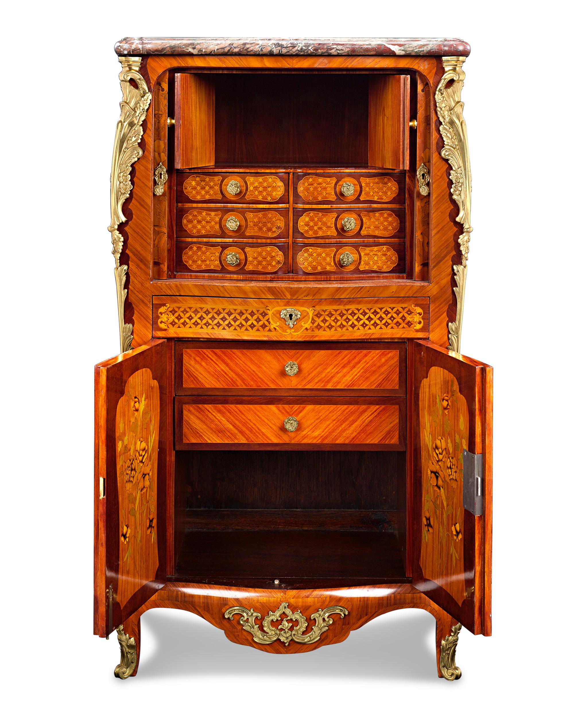 Louis XV French Tambour-Front Secretaire