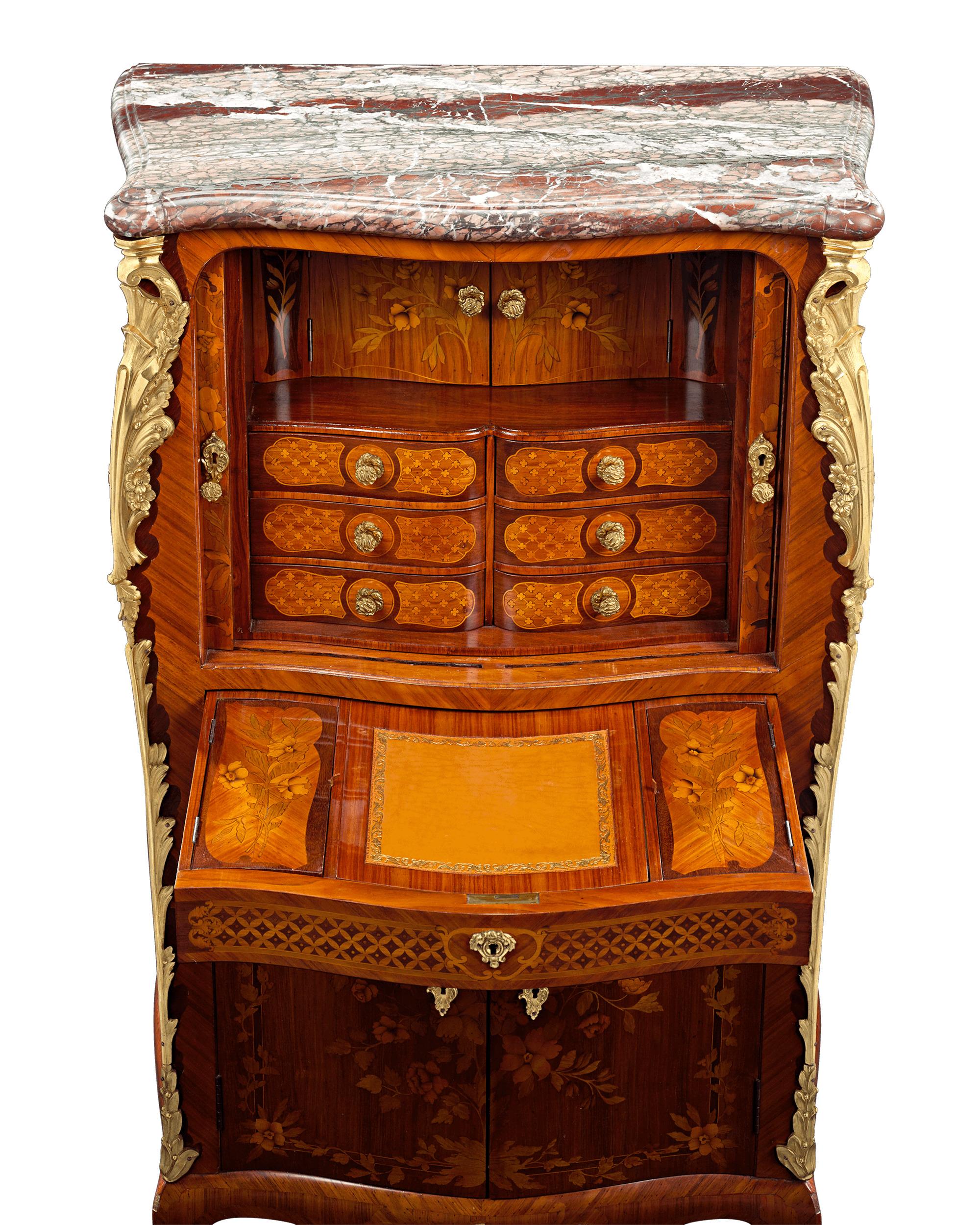 19th Century French Tambour-Front Secretaire