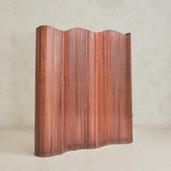 French Tambour Pine Room Divider Attributed to Jomain Baumann, 1940s