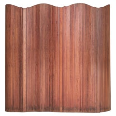 French Tambour Pine Room Divider Attributed to Jomain Baumann, 1940s