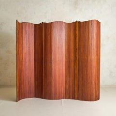 French Tambour Pine Screen or Room Divider Attributed to Jomain Bauman, 1960s