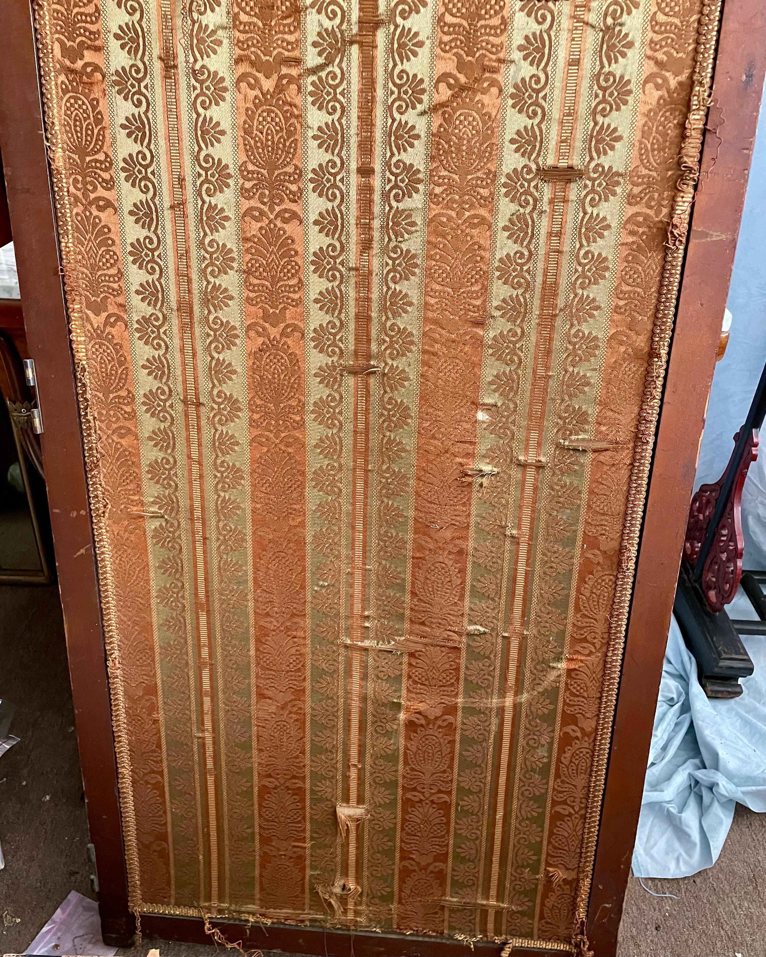 French Tapestry 3 Panel Room Carved Wood Divider/Screen Glass Window For Sale 14