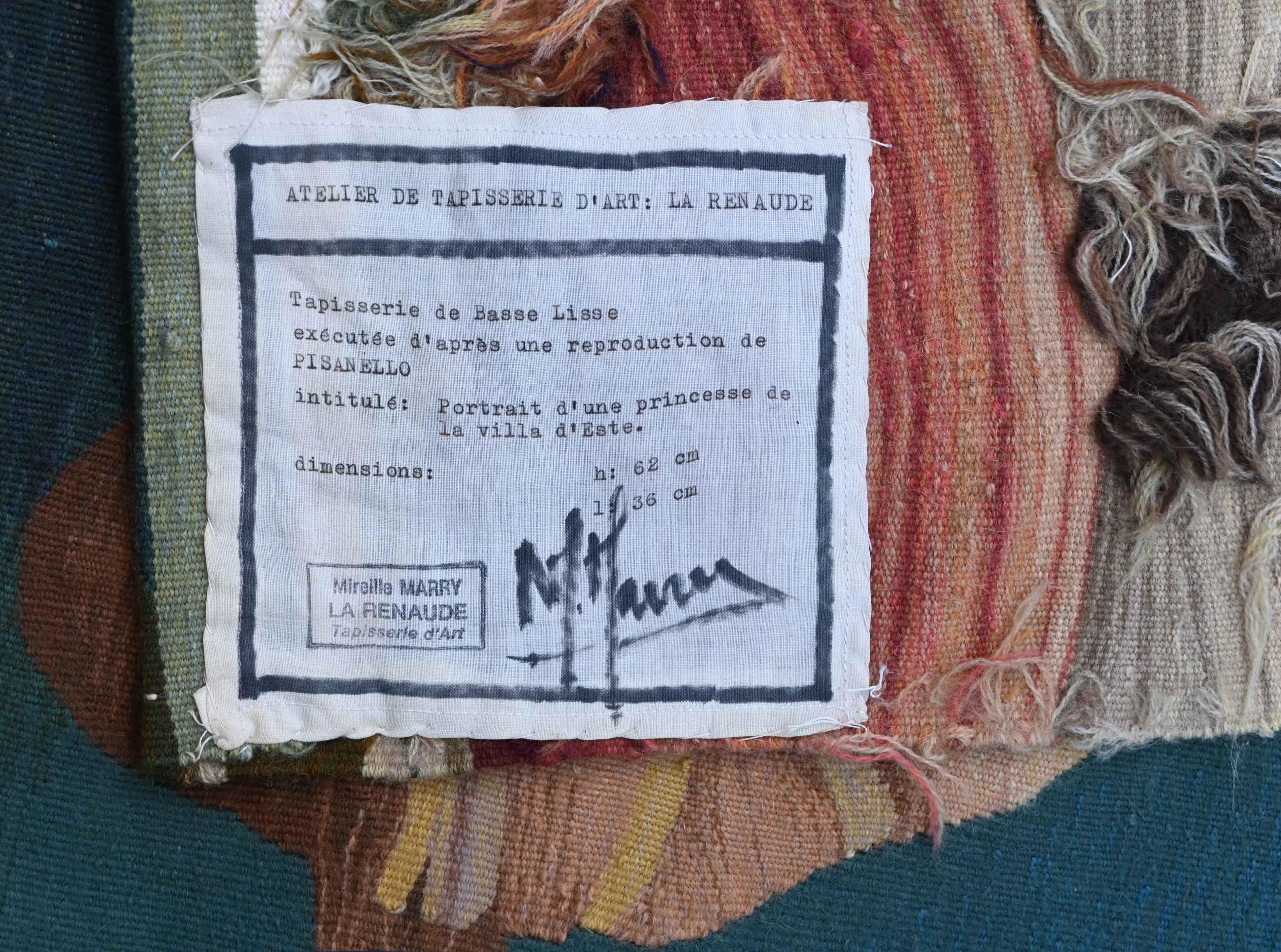 Wool French Tapestry, Atelier La Renaude - Princess of the Villa d'Este - No. 1472 For Sale