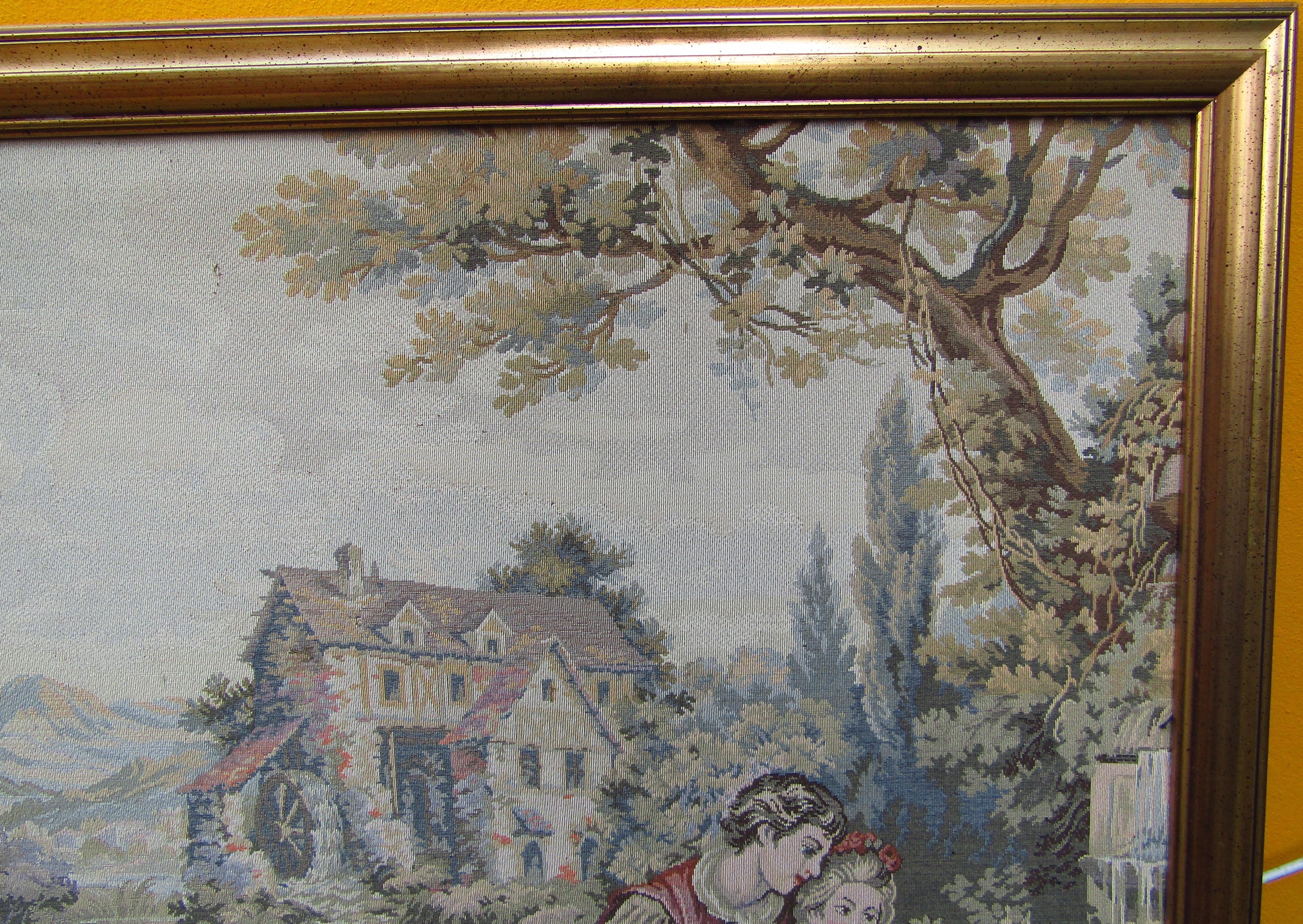 Original French tapestry Aubusson style, France, 1880. Wall decoration (machine) woven, no print. good vintage condition. 

Free shipping quote  without frame.
please ask for quote with frame