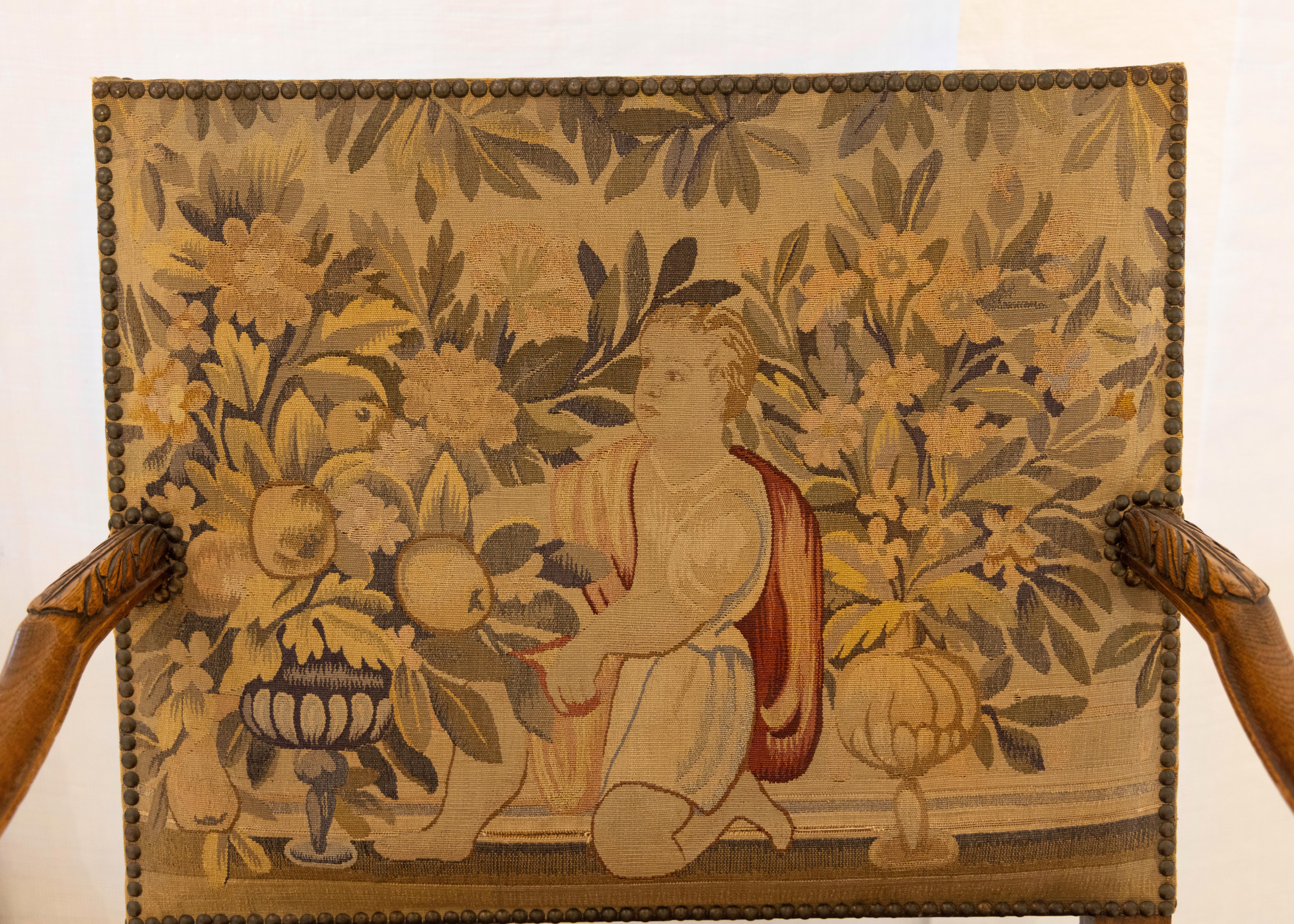 Silla tapizada francesa Antique, c. 1700s en Bueno estado para la venta en Los Angeles, CA