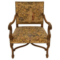 French Tapestry Chair Antique, c. 1700s