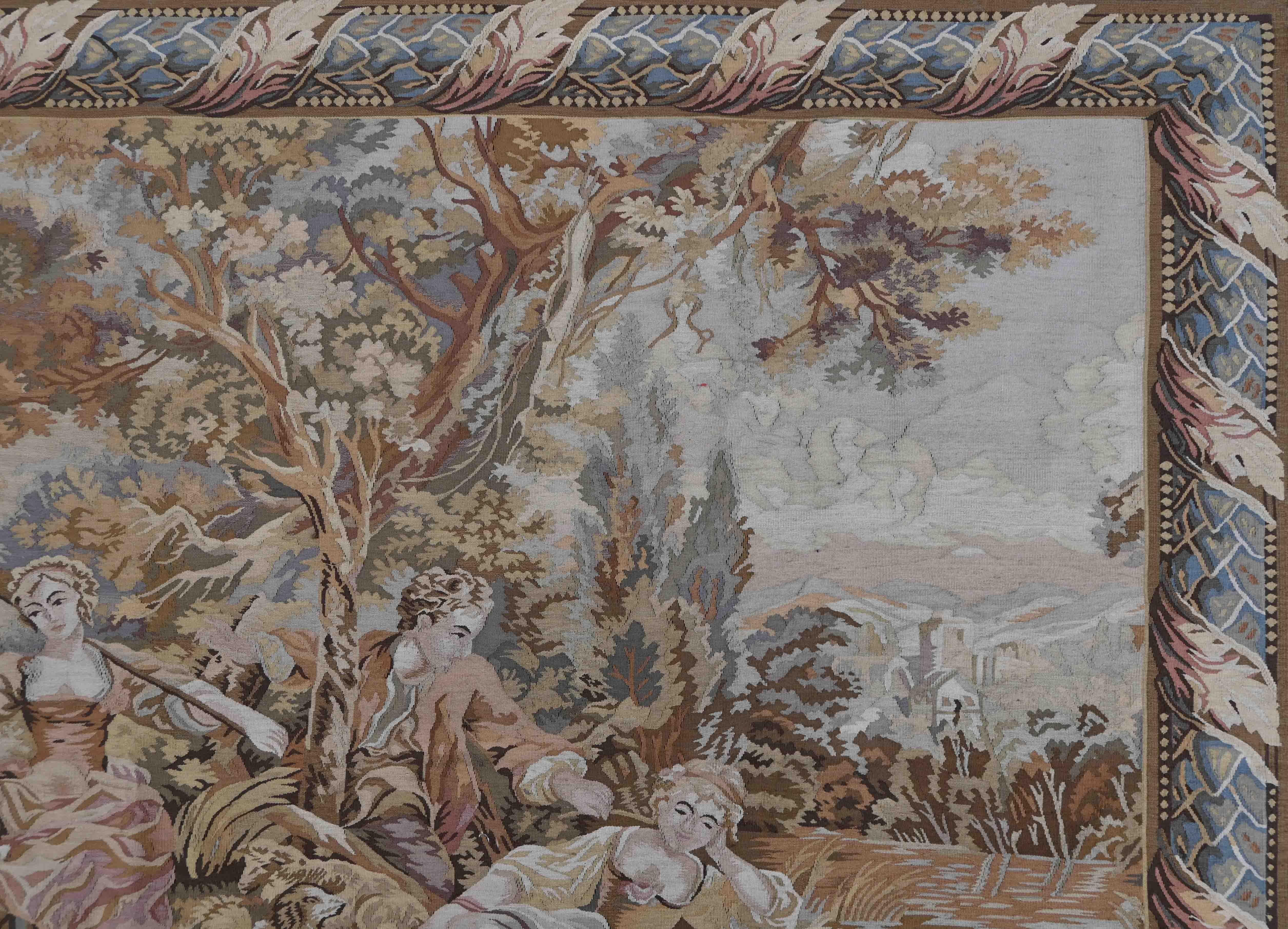 Französischer Wandteppich um 1970, Szene Galante - 2m17lx1m46h - Nr. 1399 im Zustand „Hervorragend“ im Angebot in Paris, FR