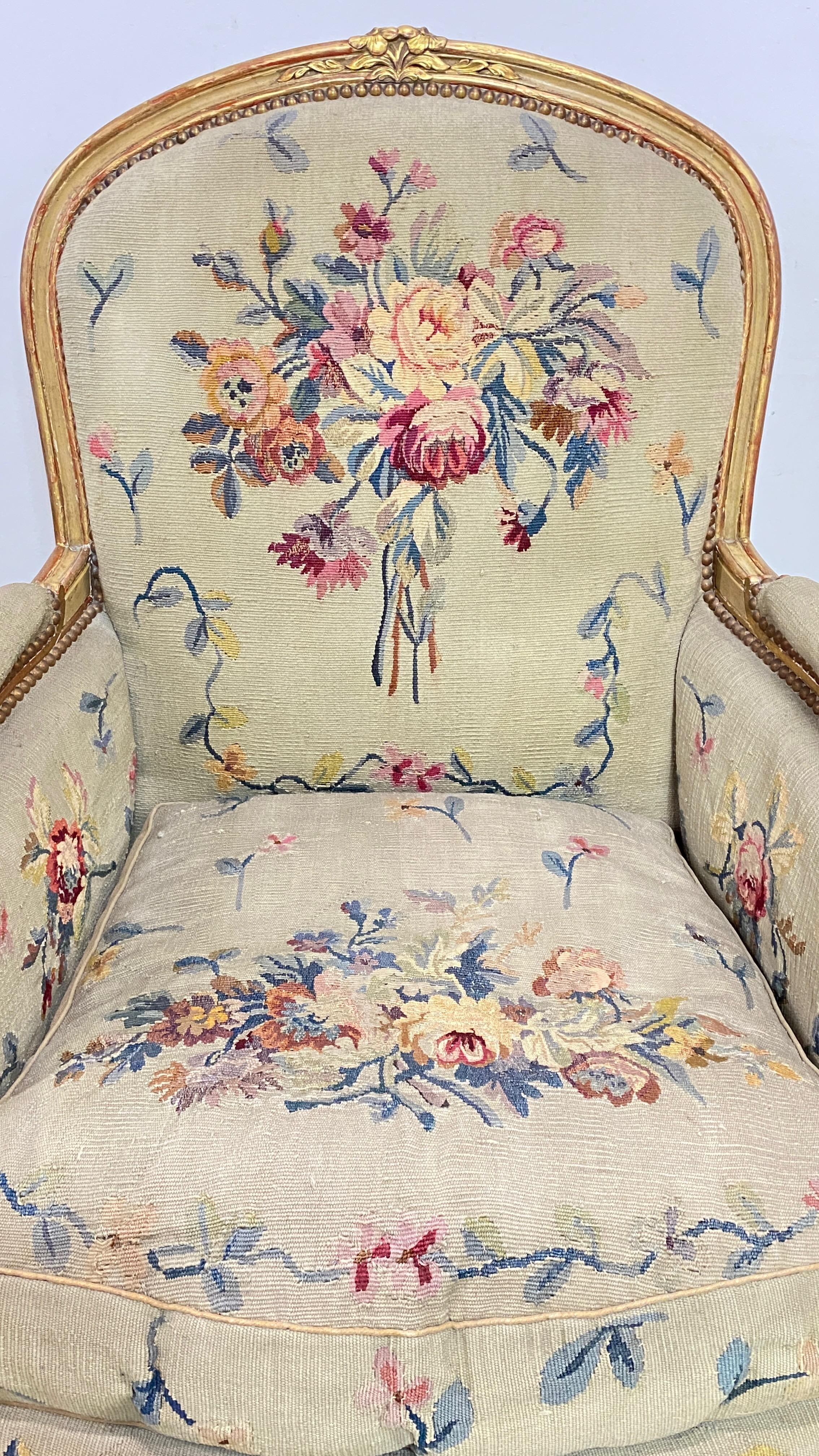 French Tapestry Covered Armchair, Early 20th Century For Sale 4