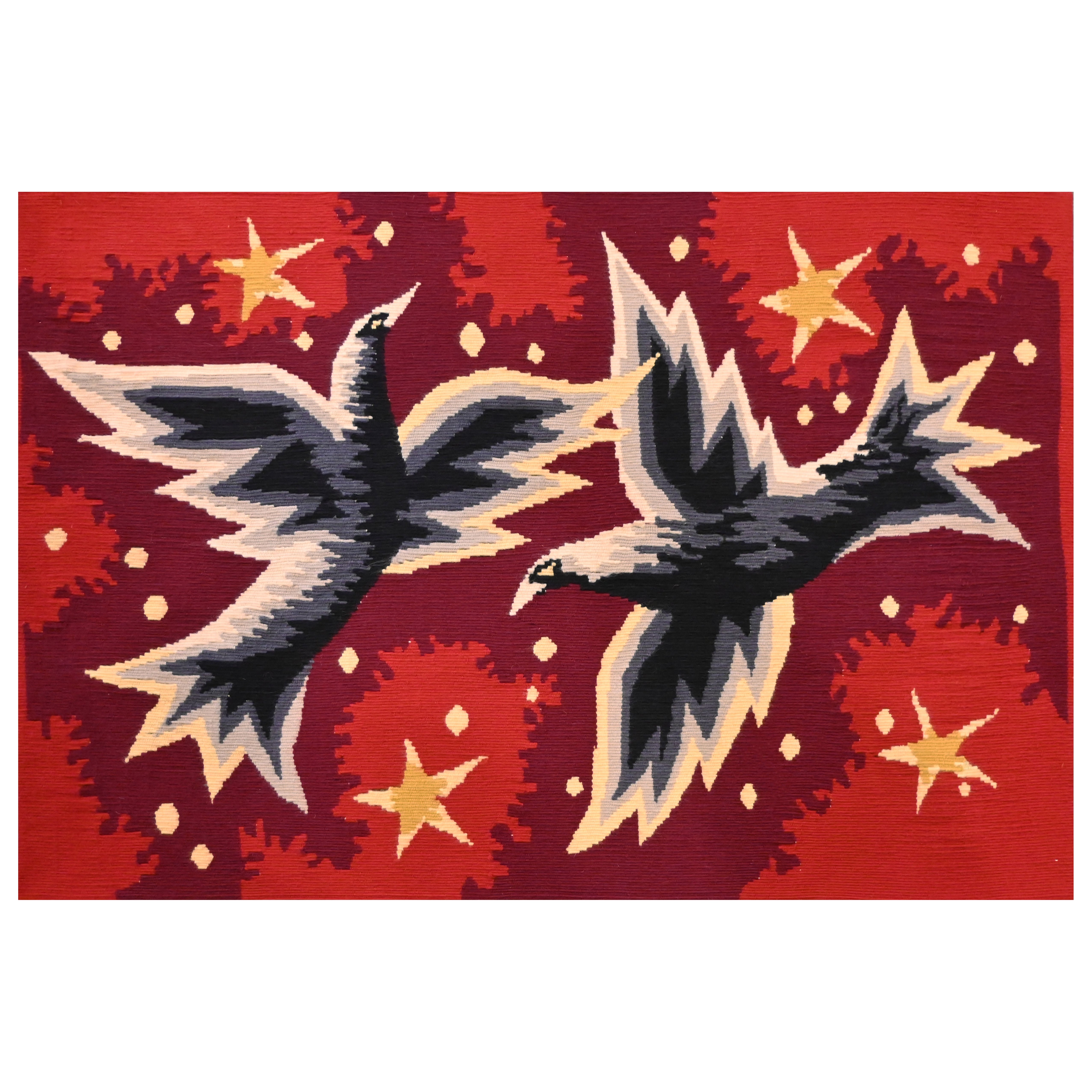 Französischer Wandteppich Design 50s-60er Jahre, Contemporary Arbeit - 90lx62h - Nr. 1471