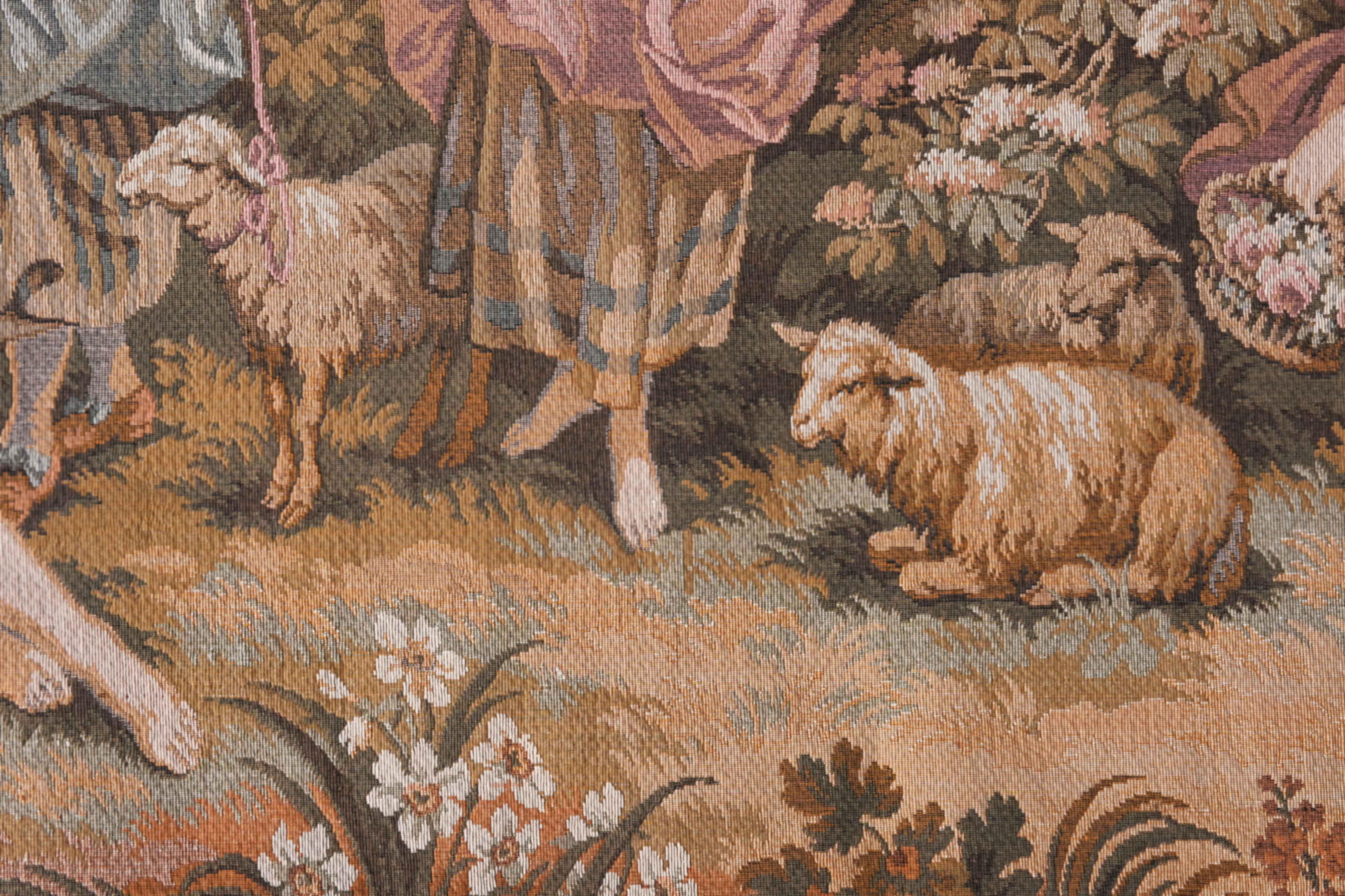 Französischer Wandteppich, Jacquard Paris - Pastorale Szene - 2,15m x 1,24 - Nr. 1611 im Angebot 4