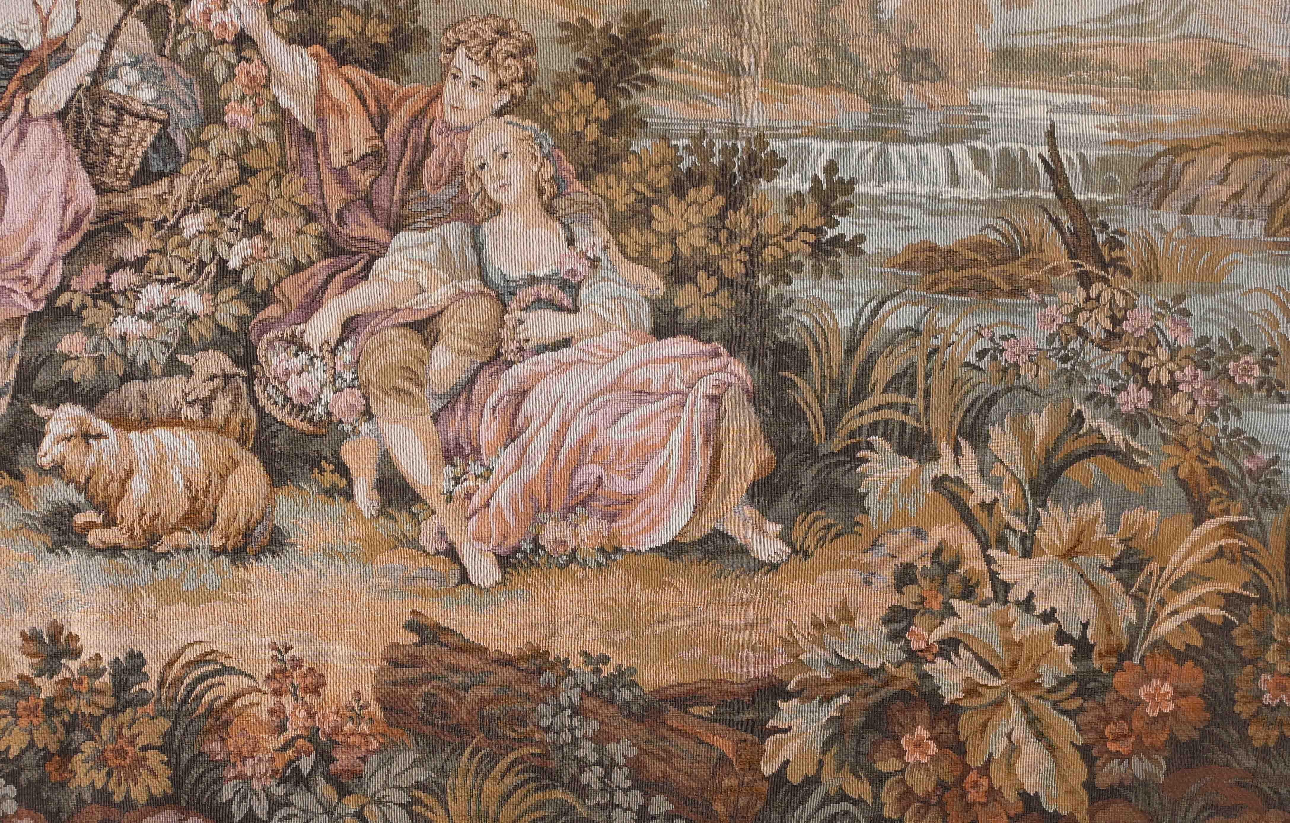 Französischer Wandteppich, Jacquard Paris - Pastorale Szene - 2,15m x 1,24 - Nr. 1611 (Französische Provence) im Angebot