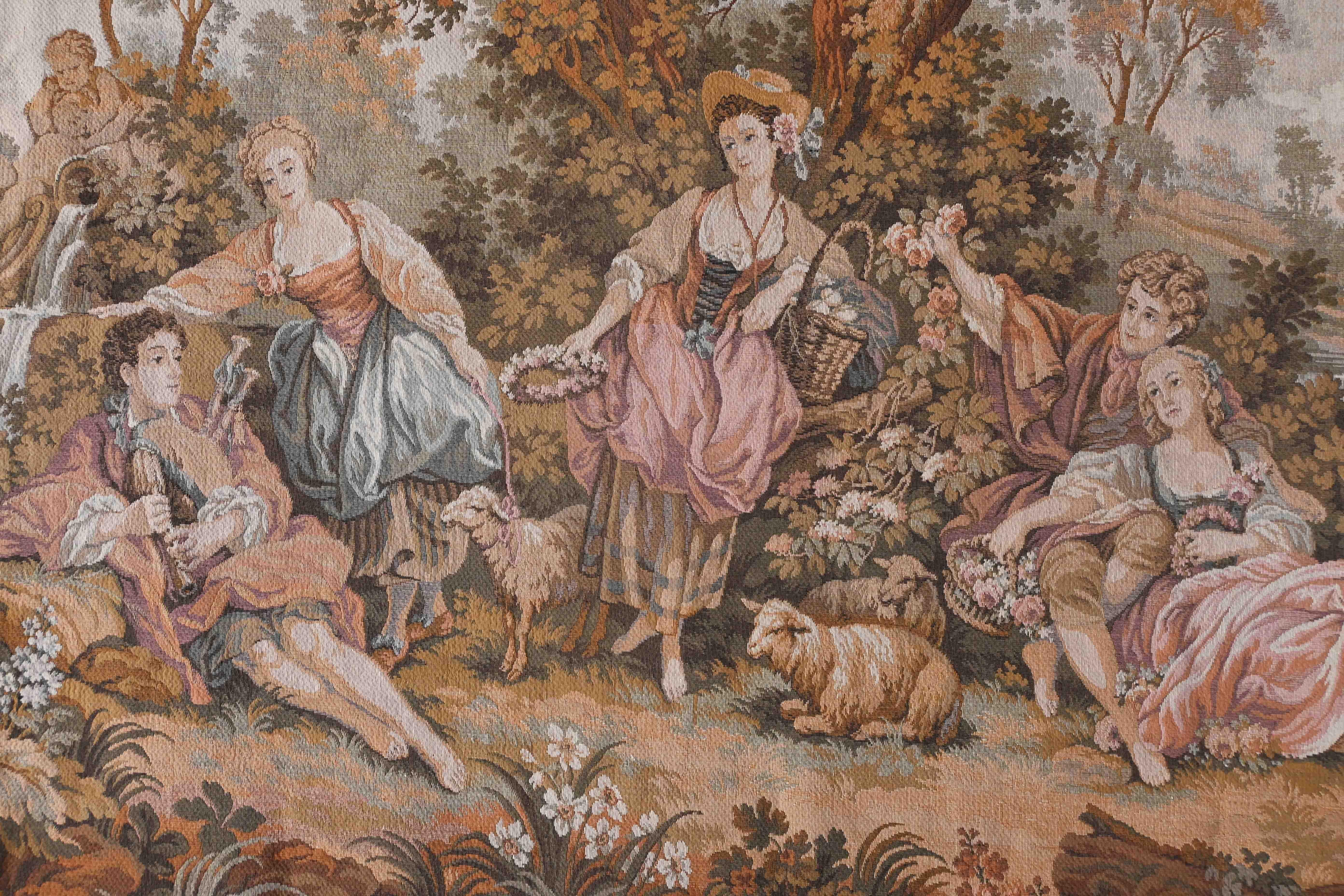Französischer Wandteppich, Jacquard Paris - Pastorale Szene - 2,15m x 1,24 - Nr. 1611 (Maschinell gefertigt) im Angebot