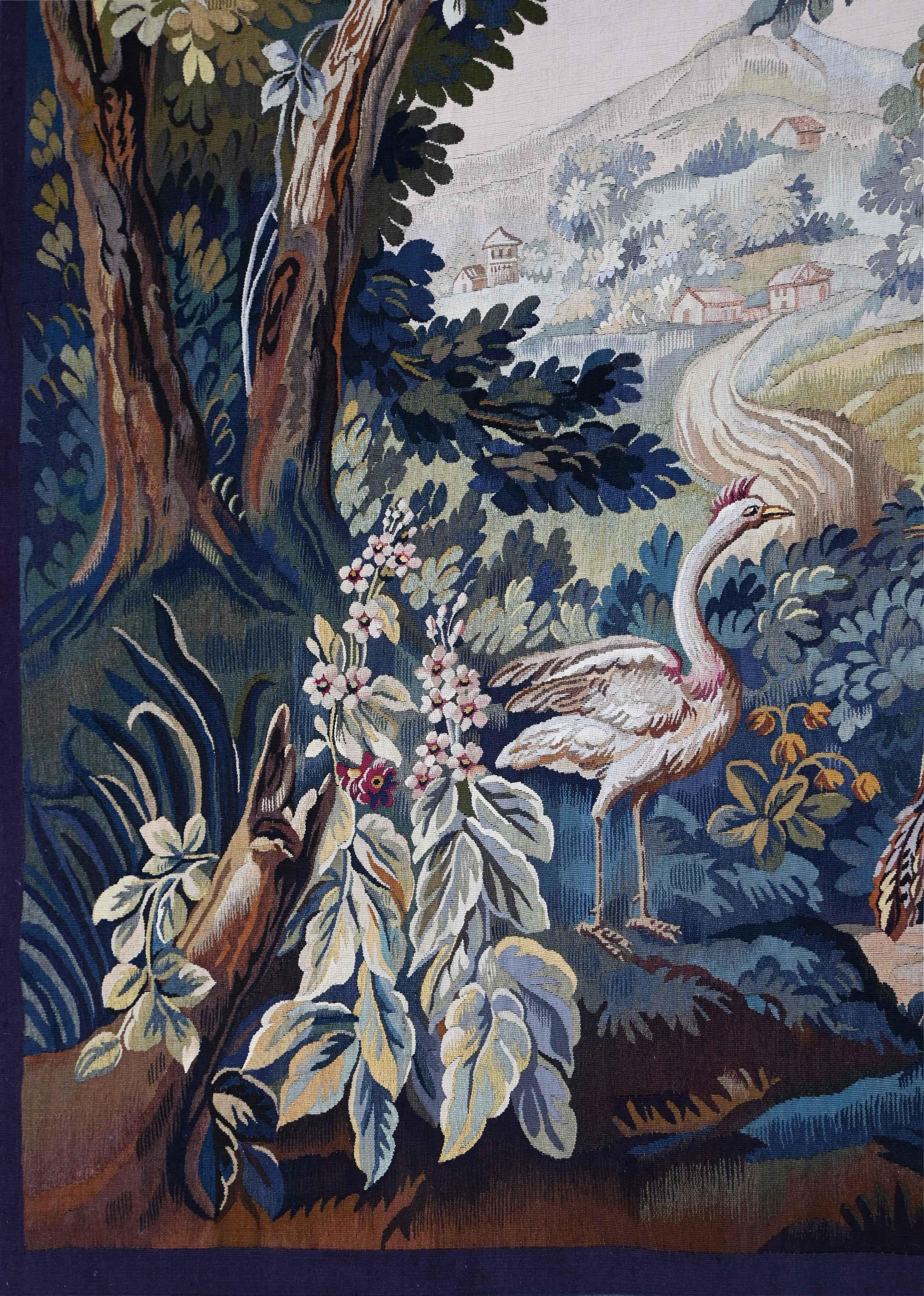 Monogrammed tapestry from the Aubusson Manufactory, greenery with two waders - No. 1563
Period: 19th century
Style: Greenery
Condition: Perfect condition
Material: Wool and silk
Width: 153 cm
Height: 205 cm
Depth: 0.2 cm

In keeping with tradition,
