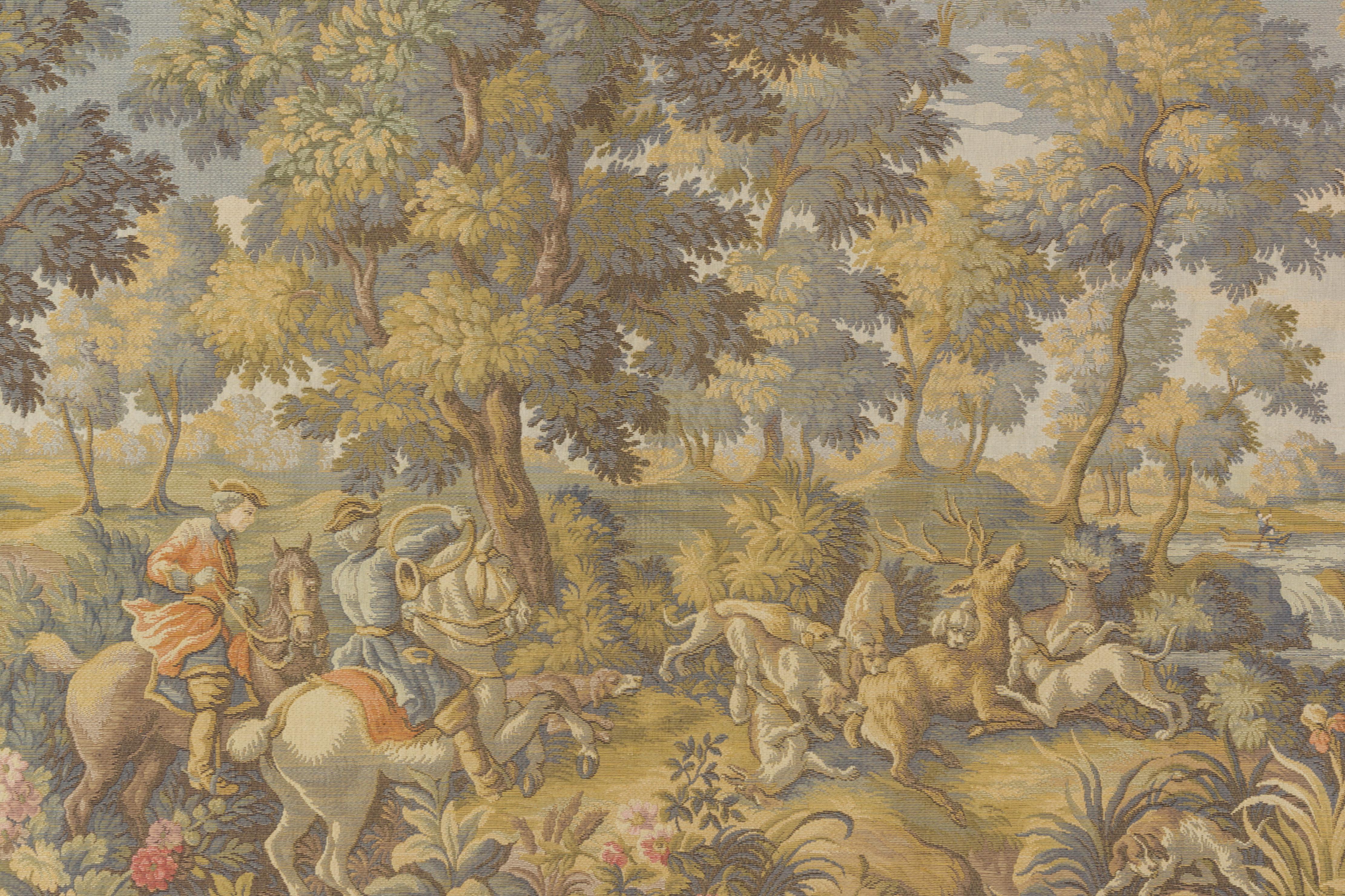French Tapestry of Hunt Scene with Hounds and Deer 13