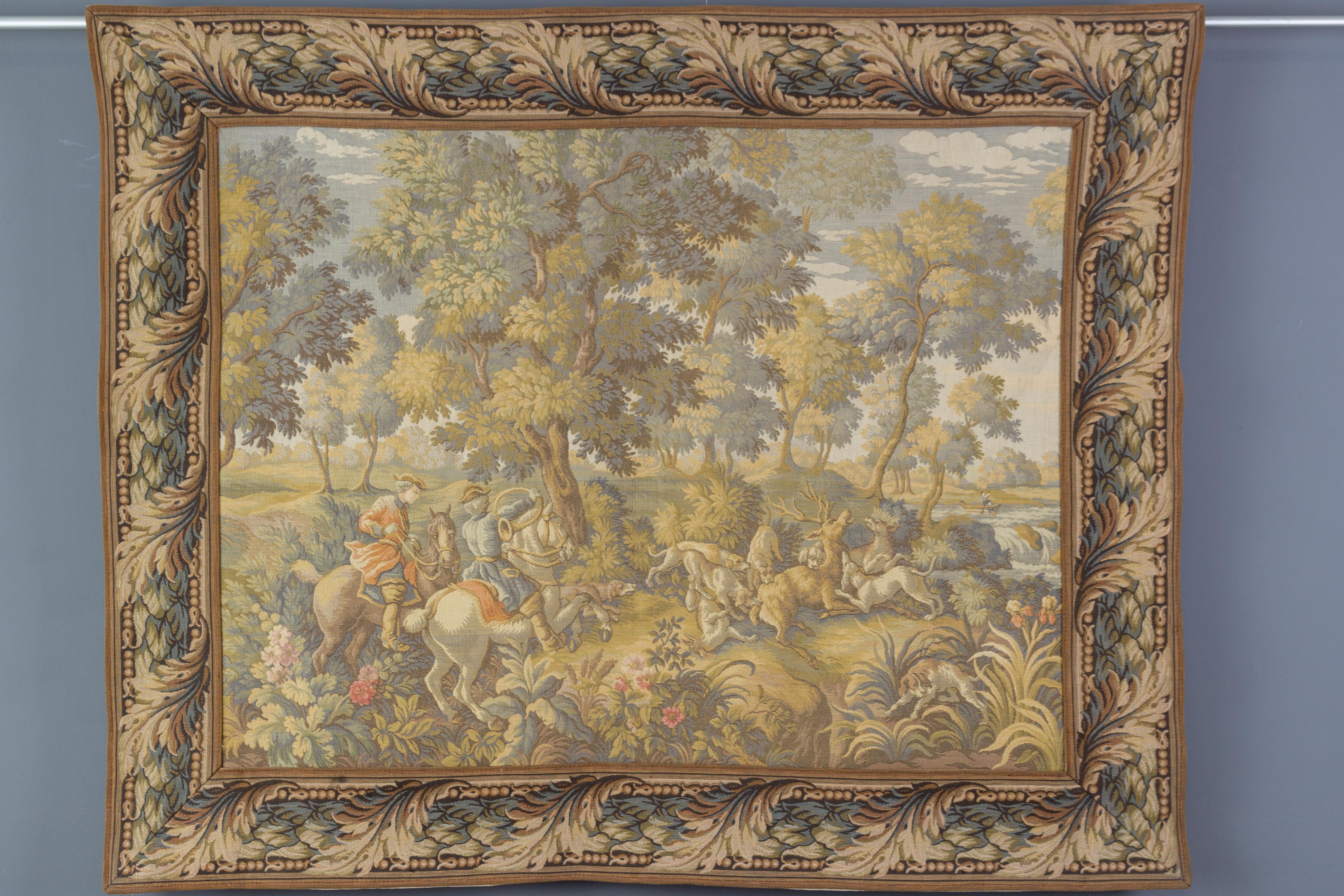 French Tapestry of Hunt Scene with Hounds and Deer 14