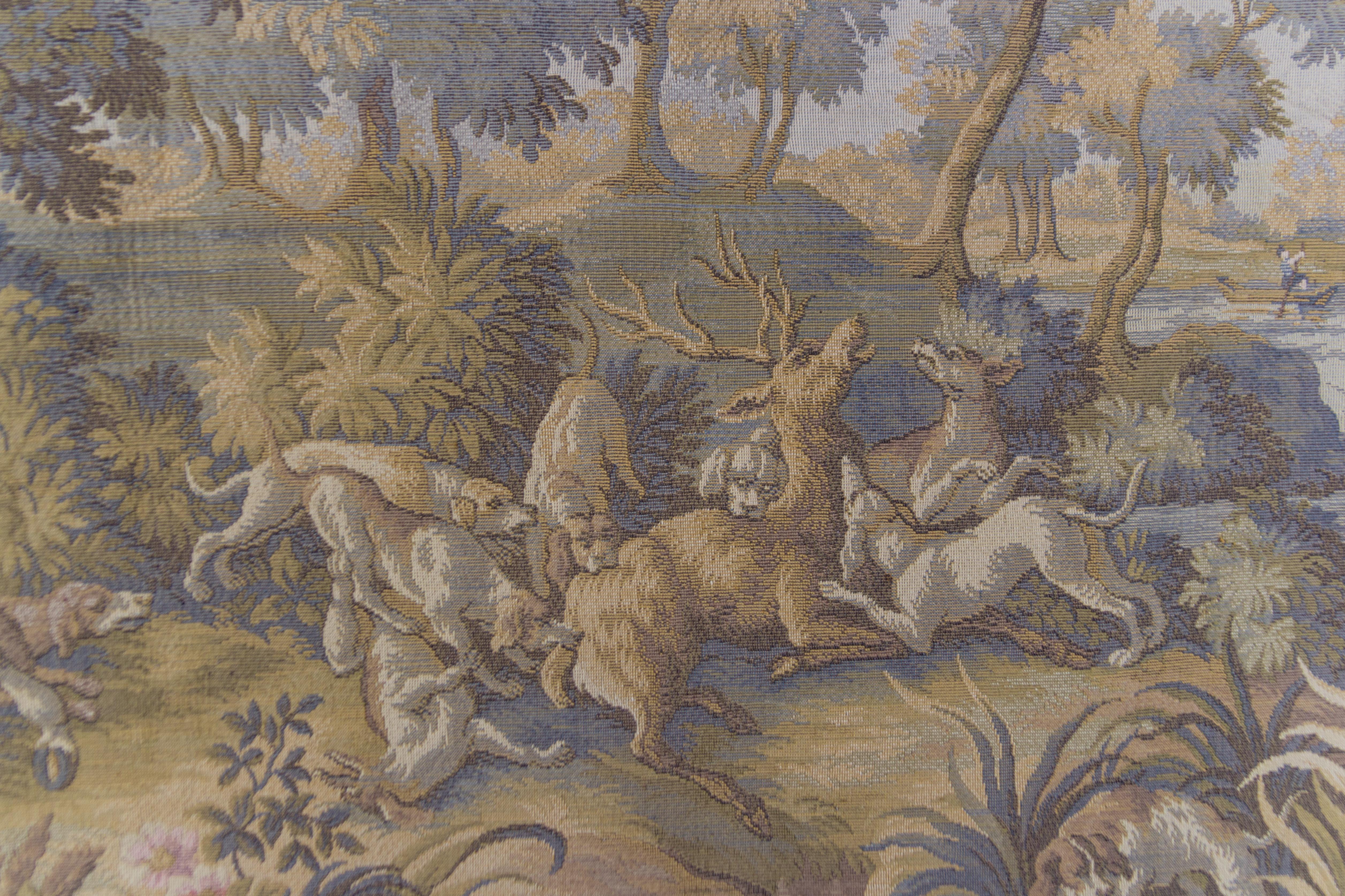 French Tapestry of Hunt Scene with Hounds and Deer 3