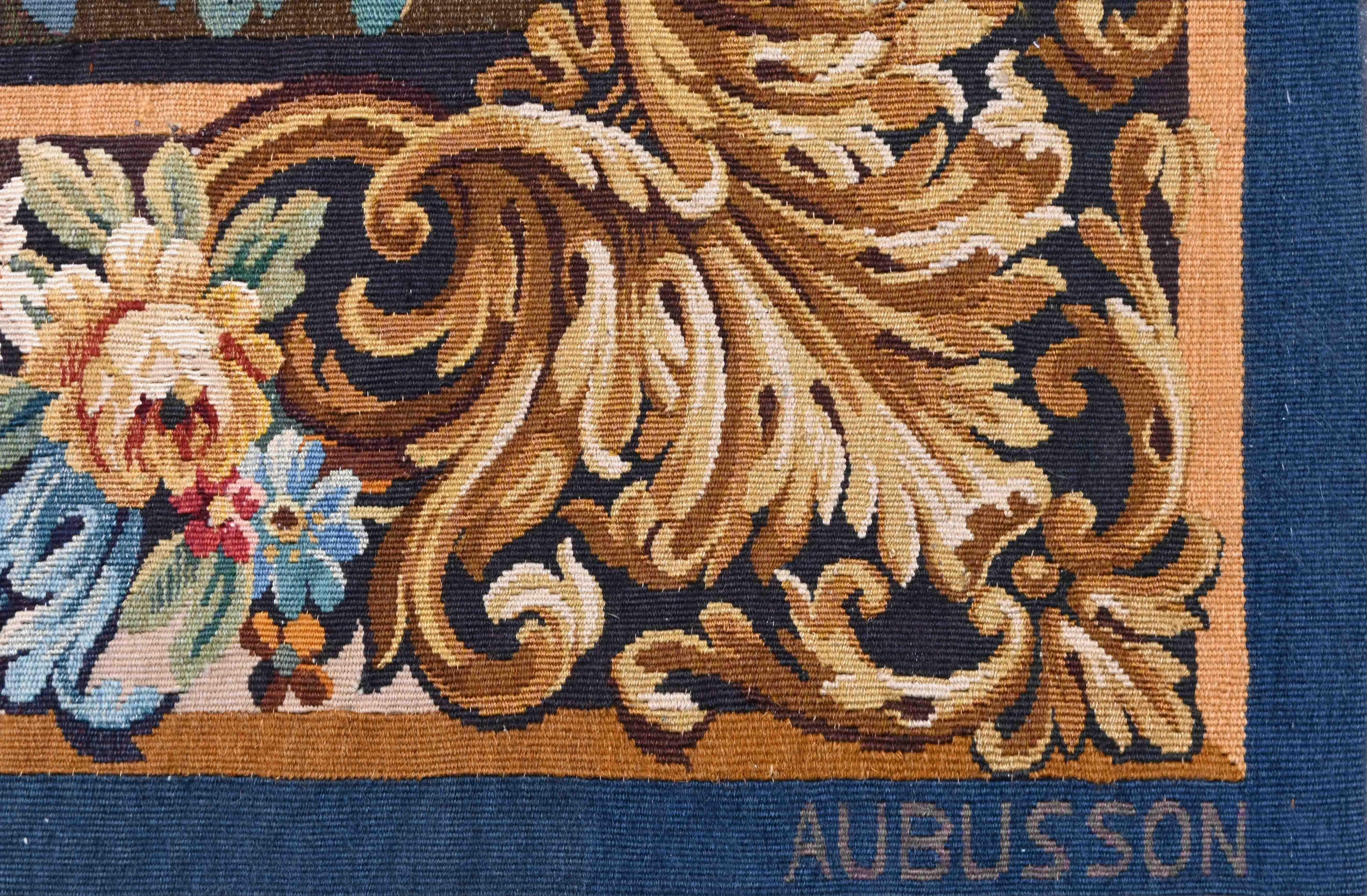 Hand-Woven French Tapestry Signed By The Aubusson Factory, Circa 1860 - 278lx200h - No 1474 For Sale