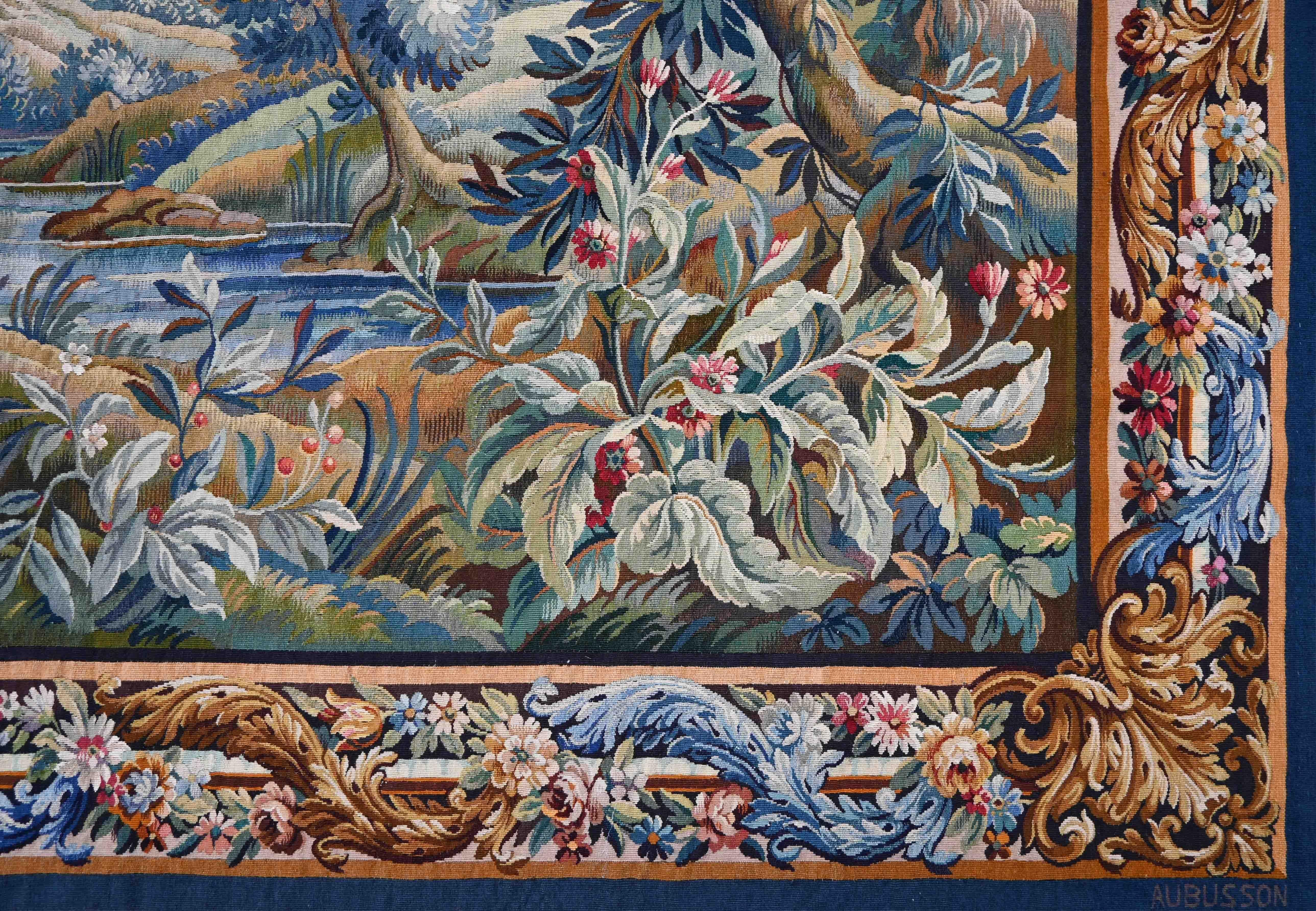 French Tapestry Signed By The Aubusson Factory, Circa 1860 - 278lx200h - No 1474 In Excellent Condition For Sale In Paris, FR