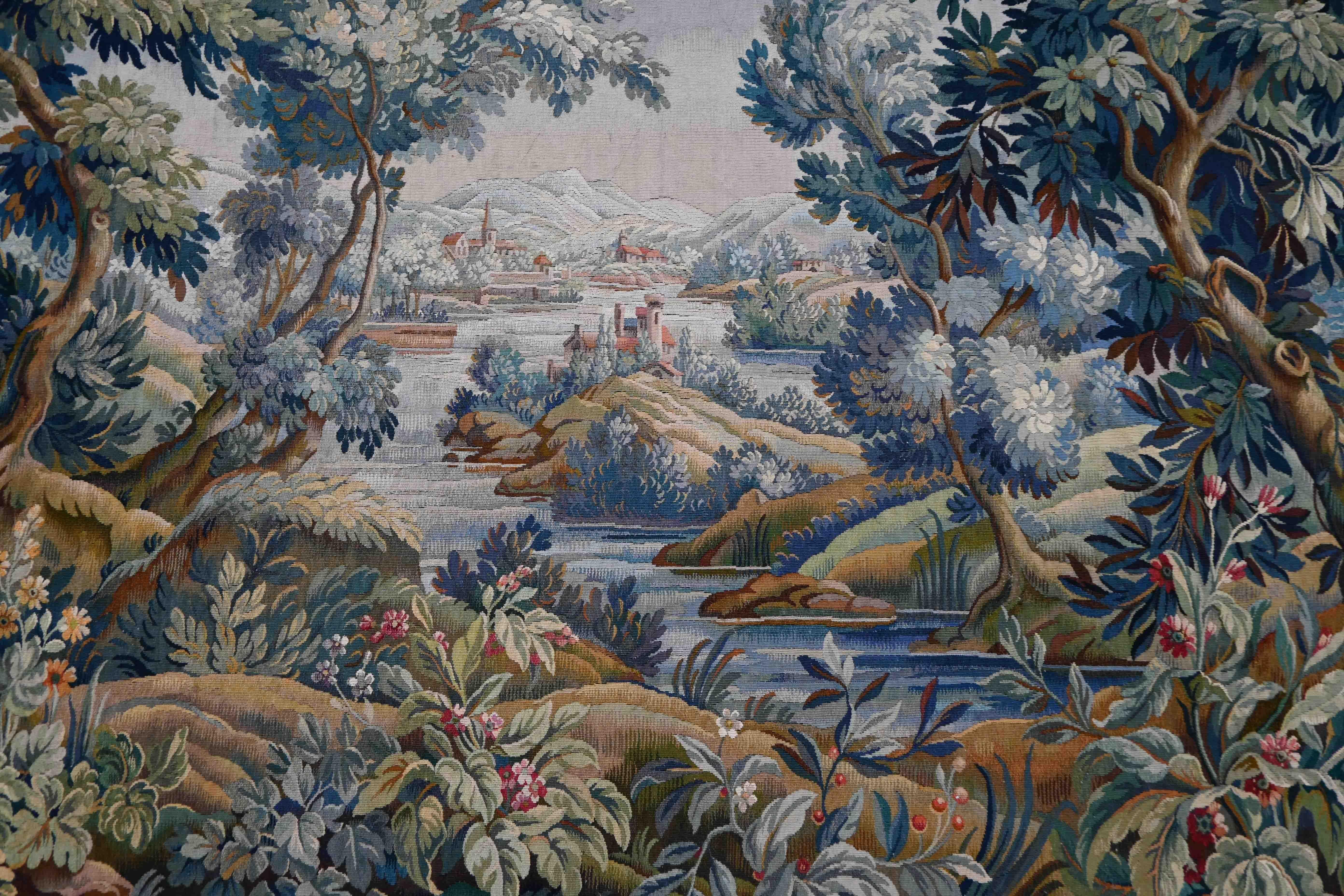 Mid-19th Century French Tapestry Signed By The Aubusson Factory, Circa 1860 - 278lx200h - No 1474 For Sale
