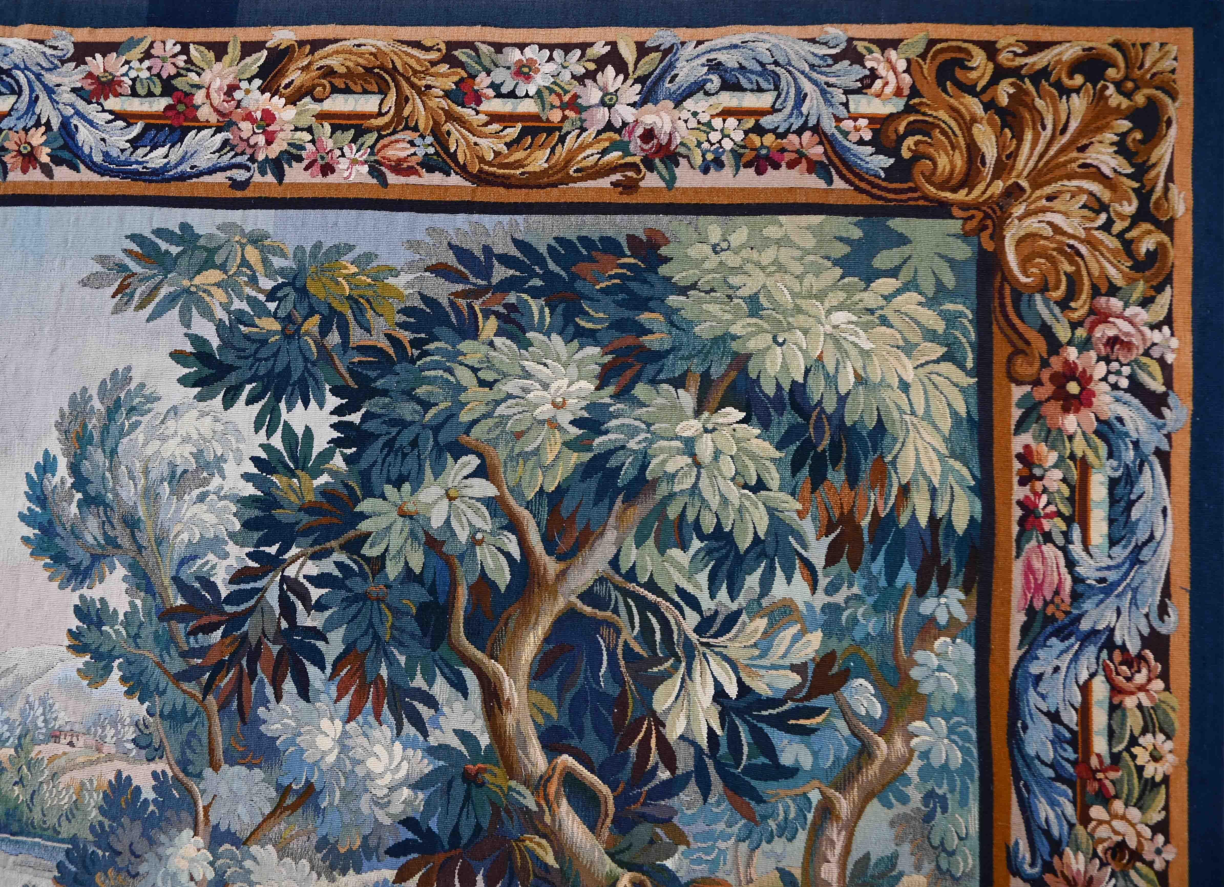 Wool French Tapestry Signed By The Aubusson Factory, Circa 1860 - 278lx200h - No 1474 For Sale