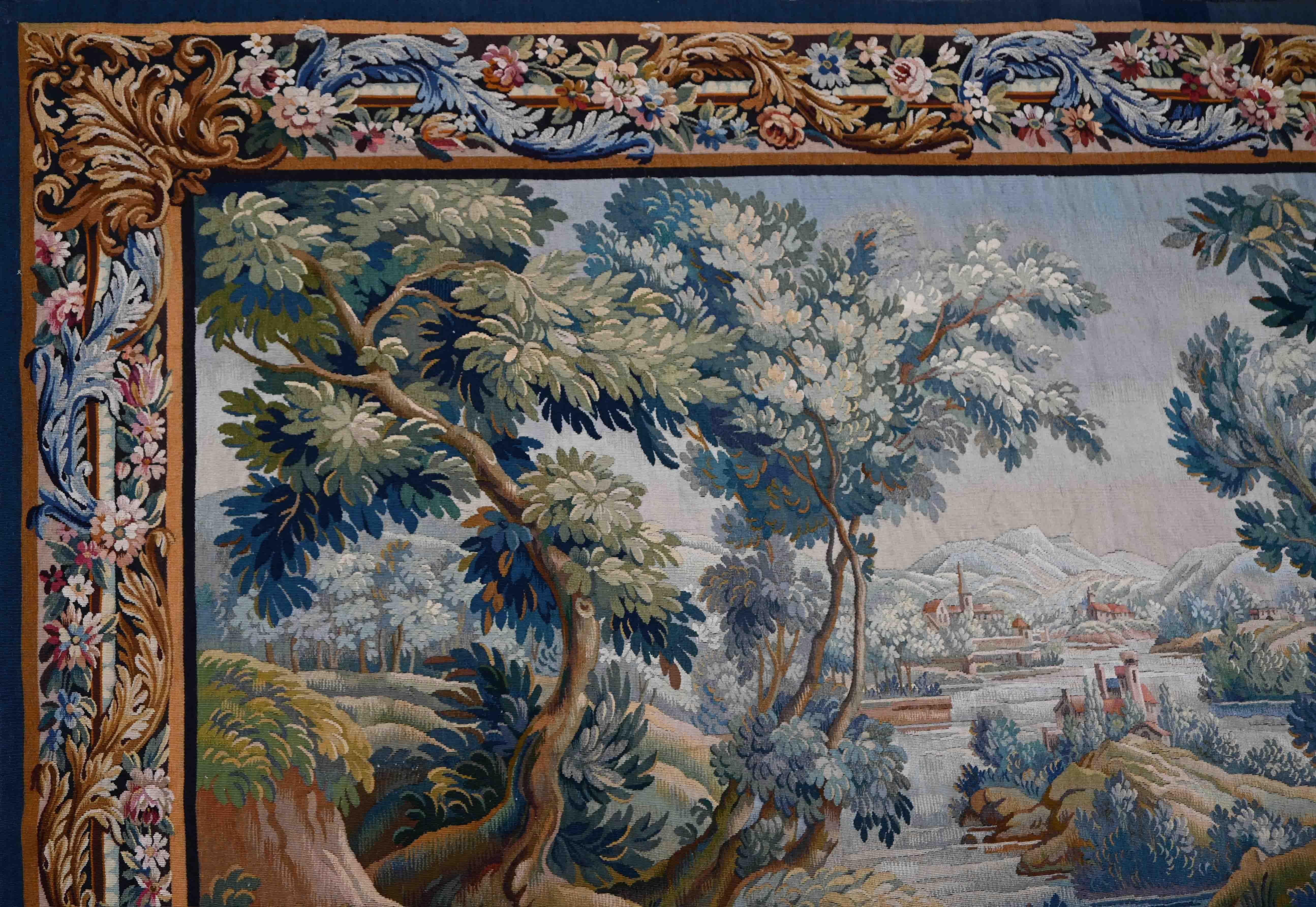 French Tapestry Signed By The Aubusson Factory, Circa 1860 - 278lx200h - No 1474 For Sale 2