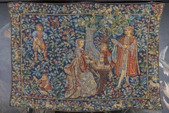 French Tapestry The Lady with an Organ by Tapisseries du Lion, circa 1970s