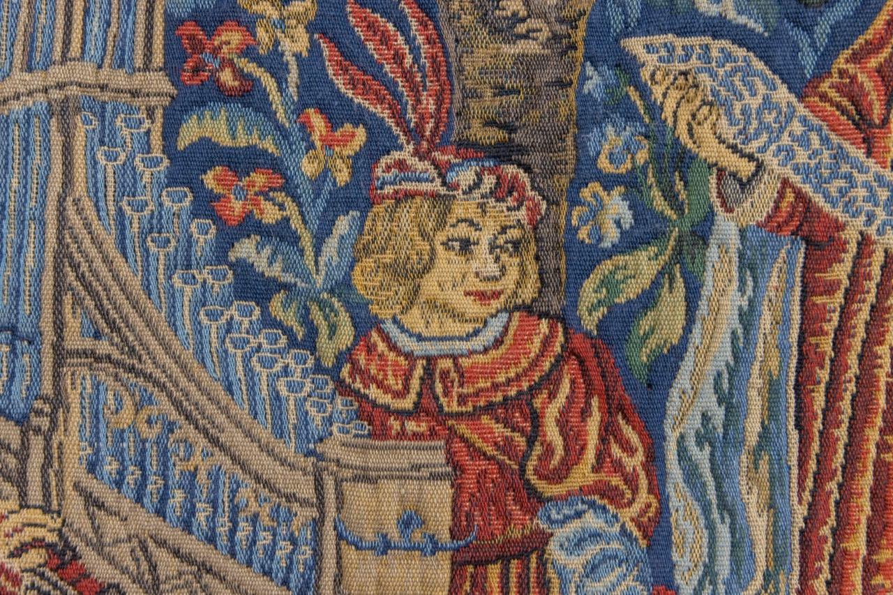 Französischer Wandteppich The Lady with an Organ von Tapisseries du Lion, ca. 1970er Jahre im Angebot 1