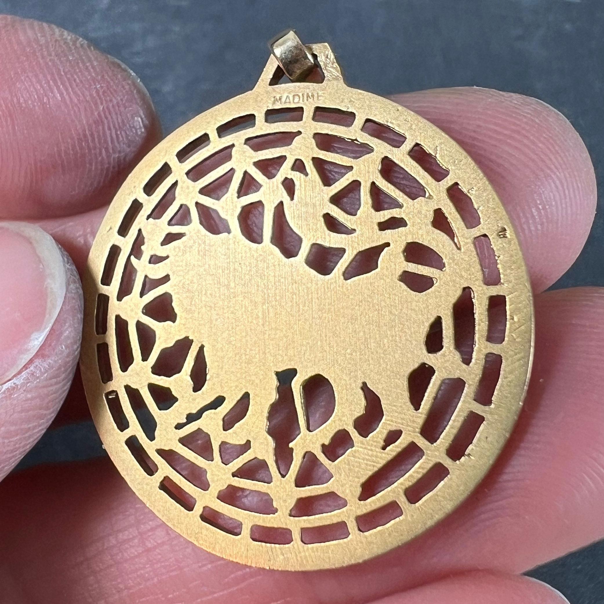 French Taurus Starsign Zodiac 18K Yellow Gold Charm Medal Pendant For Sale 4