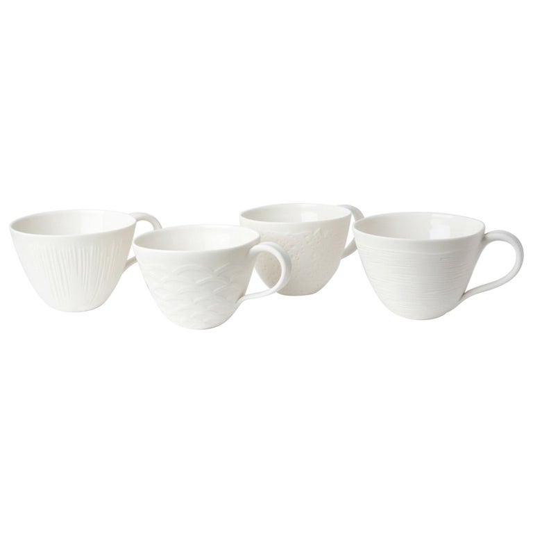 French Tea Cup Mixed / Set of 4 + Saucers For Sale