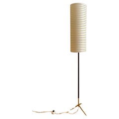French Teak and Brass Floor Lamp