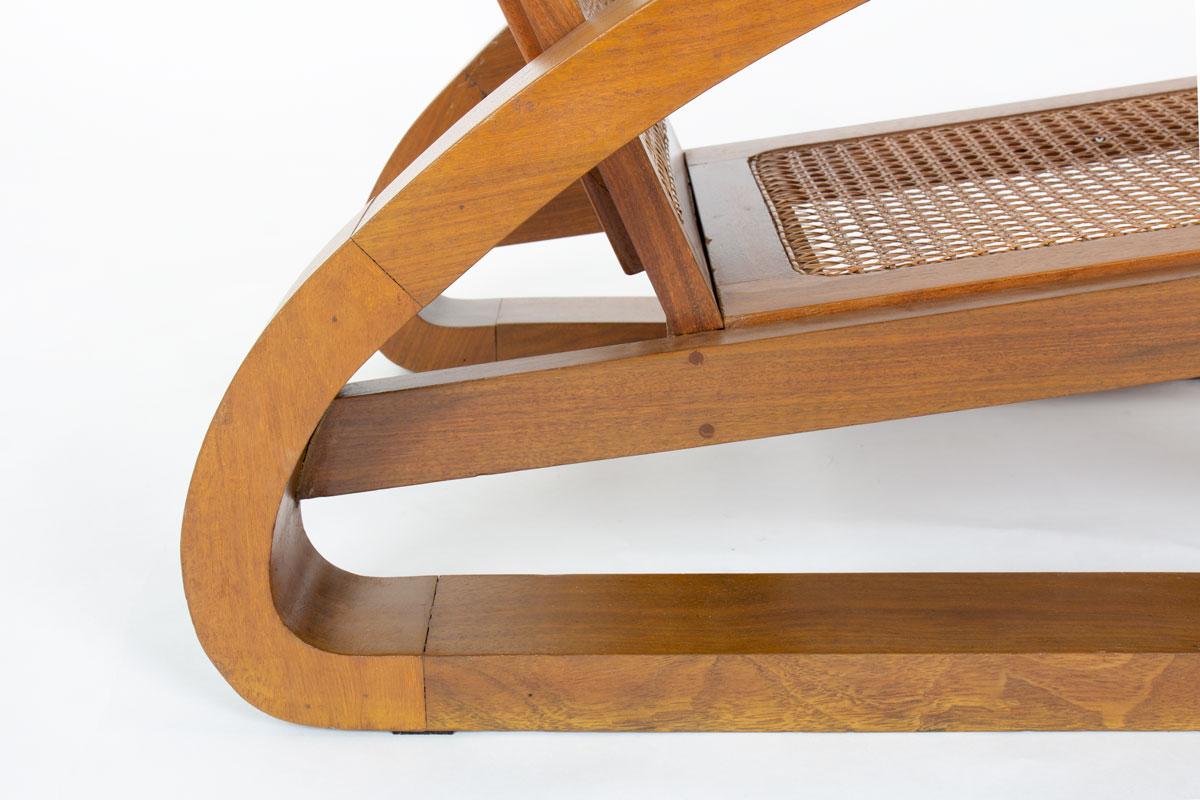 Fauteuils en teck et cannage, 1950, ensemble de 2 en vente 4