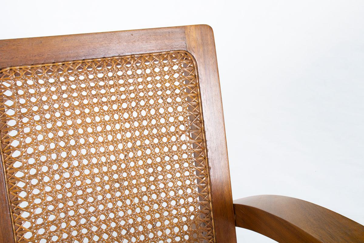 Fauteuils en teck et cannage, 1950, ensemble de 2 en vente 2