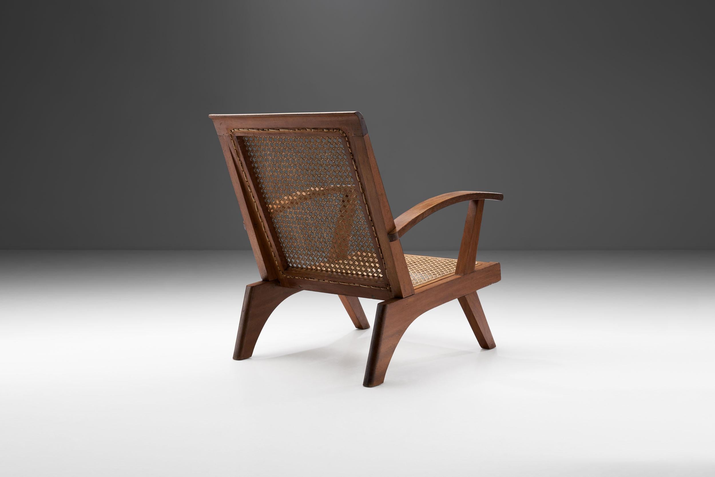 Mid-20th Century French Teak Armchair, France, 1950s For Sale